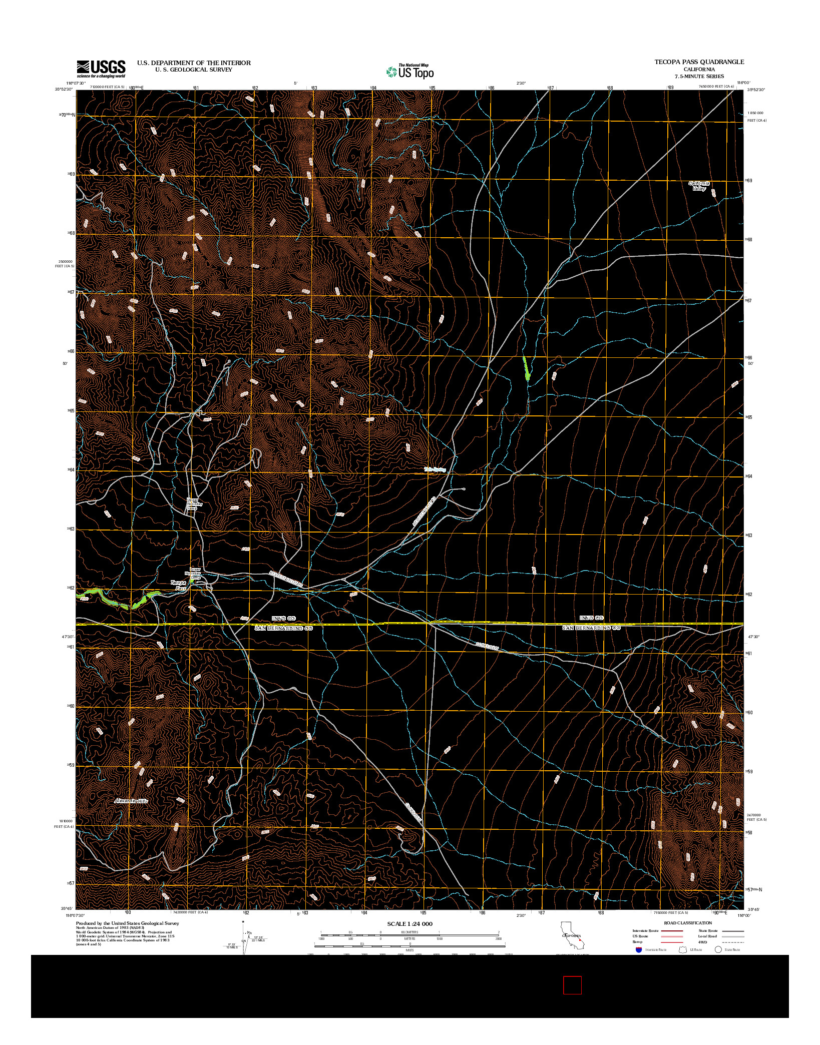 USGS US TOPO 7.5-MINUTE MAP FOR TECOPA PASS, CA 2012