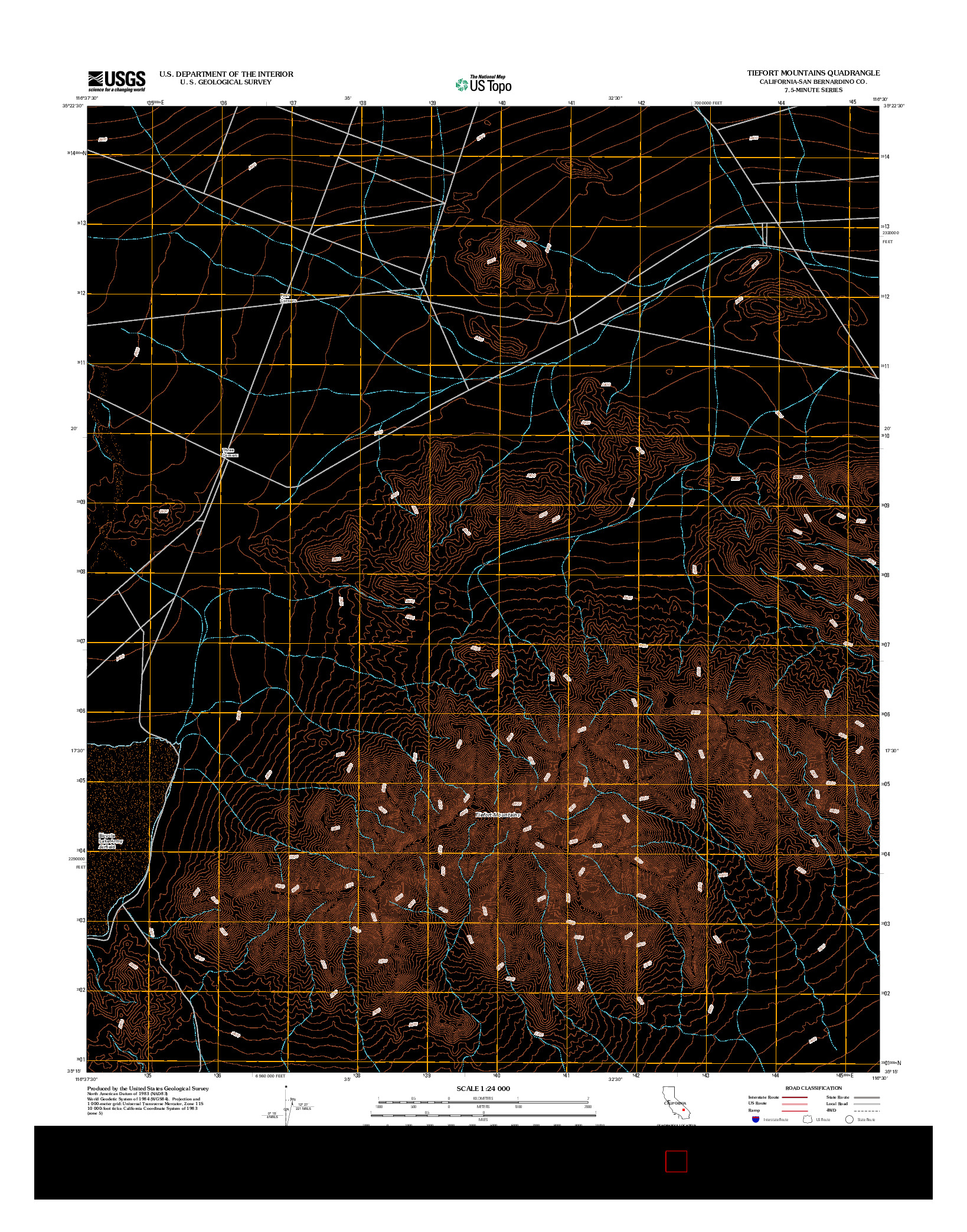 USGS US TOPO 7.5-MINUTE MAP FOR TIEFORT MOUNTAINS, CA 2012