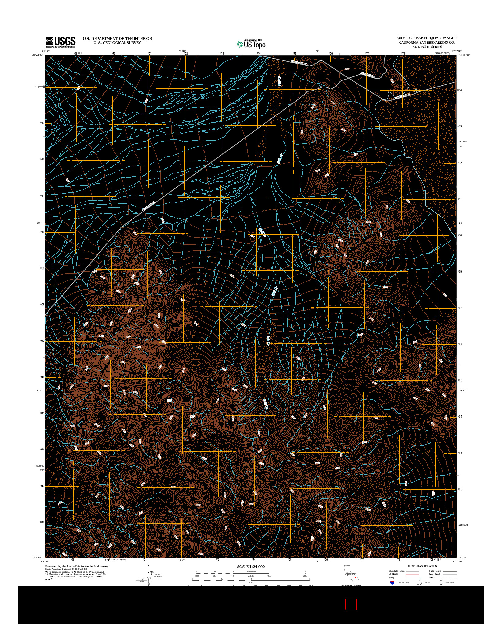 USGS US TOPO 7.5-MINUTE MAP FOR WEST OF BAKER, CA 2012