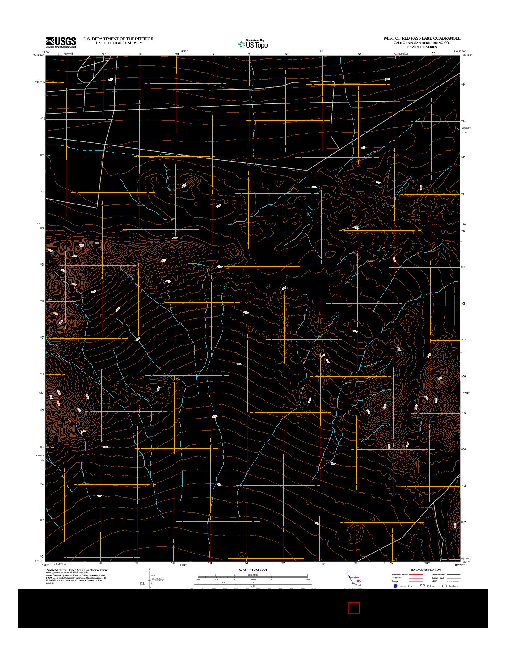 USGS US TOPO 7.5-MINUTE MAP FOR WEST OF RED PASS LAKE, CA 2012