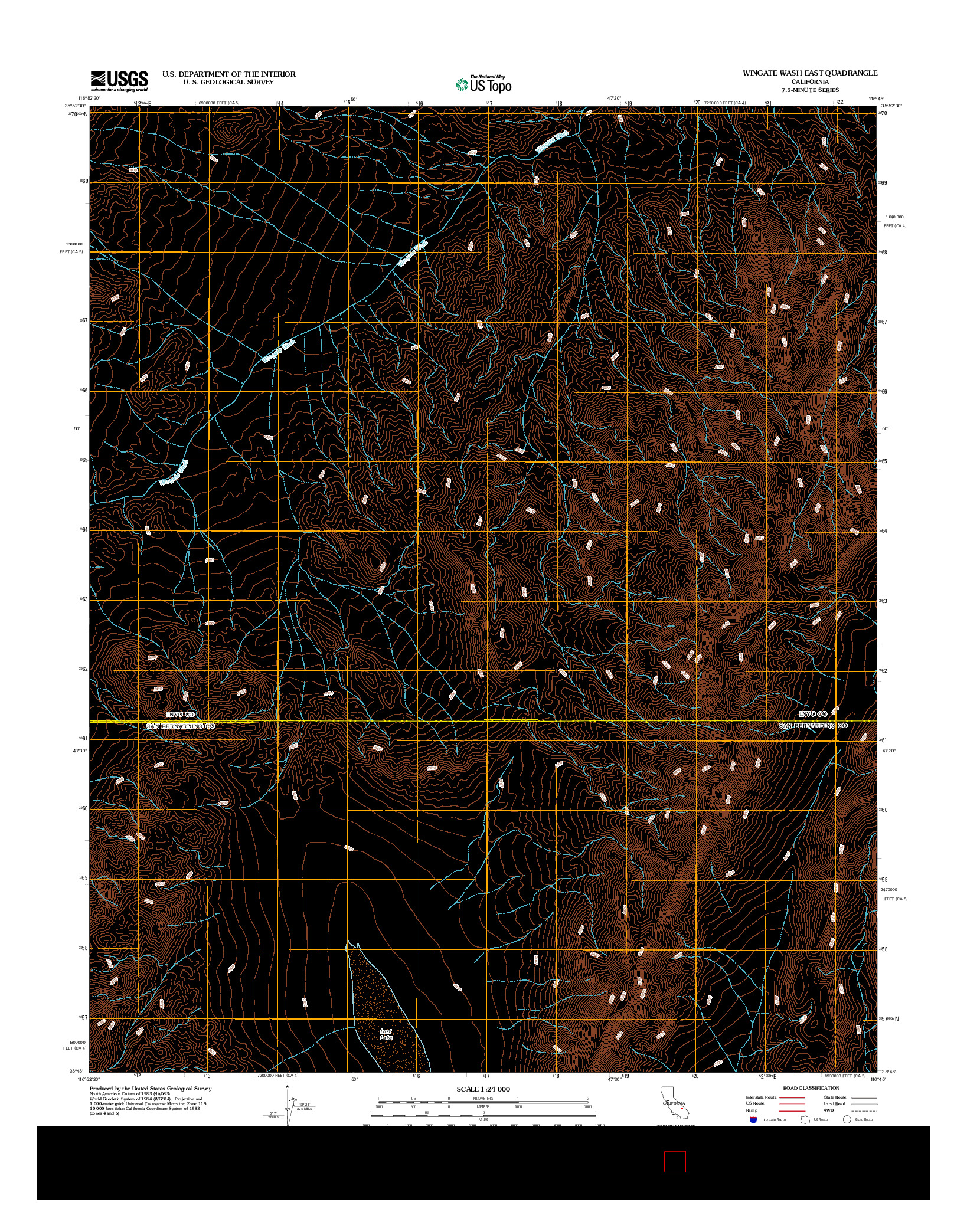 USGS US TOPO 7.5-MINUTE MAP FOR WINGATE WASH EAST, CA 2012