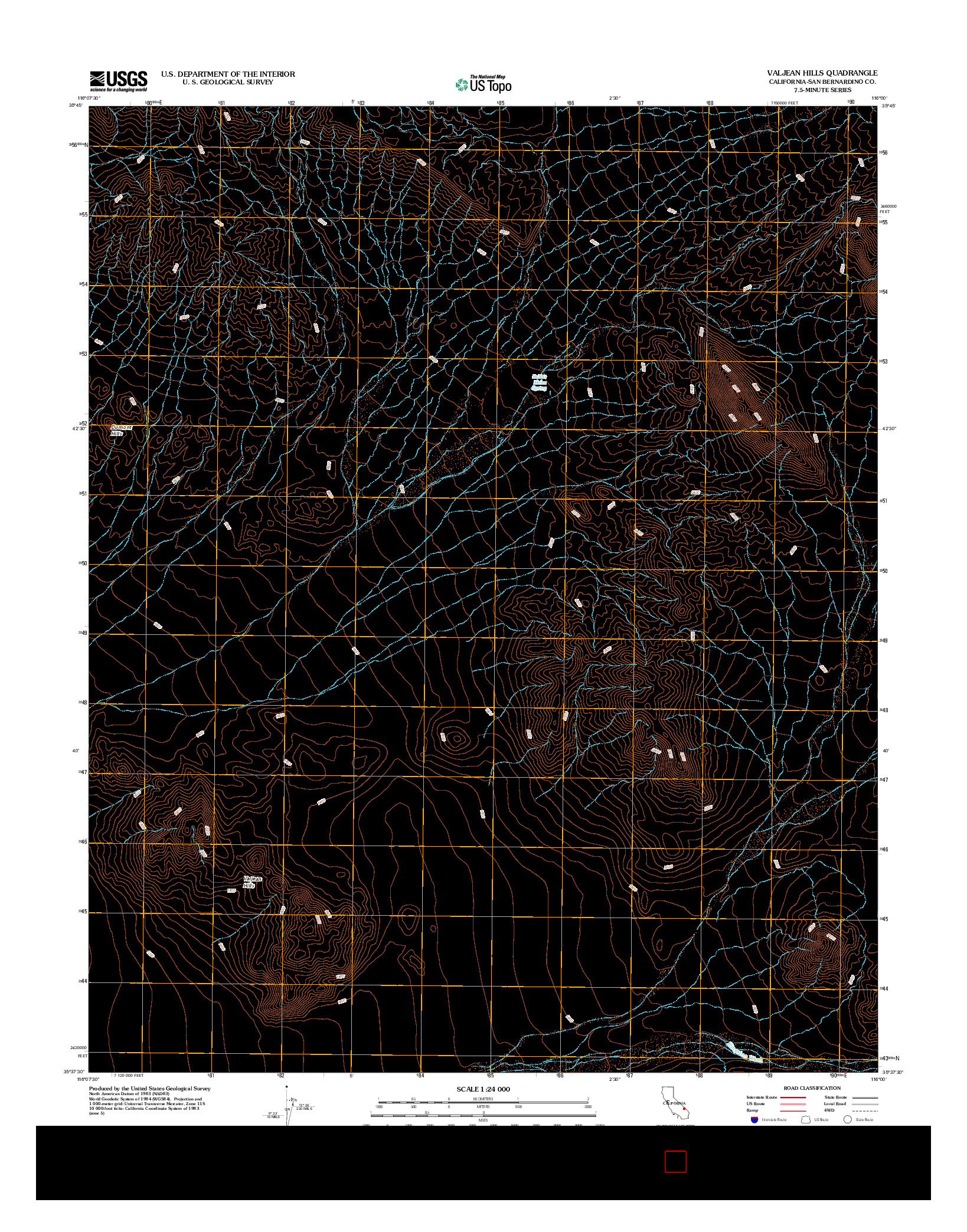 USGS US TOPO 7.5-MINUTE MAP FOR VALJEAN HILLS, CA 2012