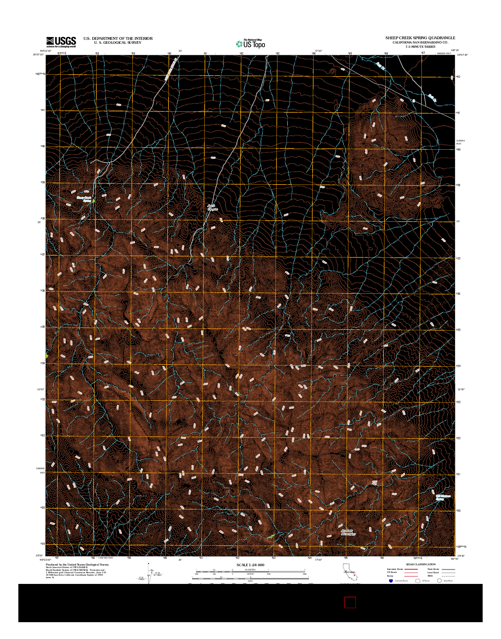 USGS US TOPO 7.5-MINUTE MAP FOR SHEEP CREEK SPRING, CA 2012