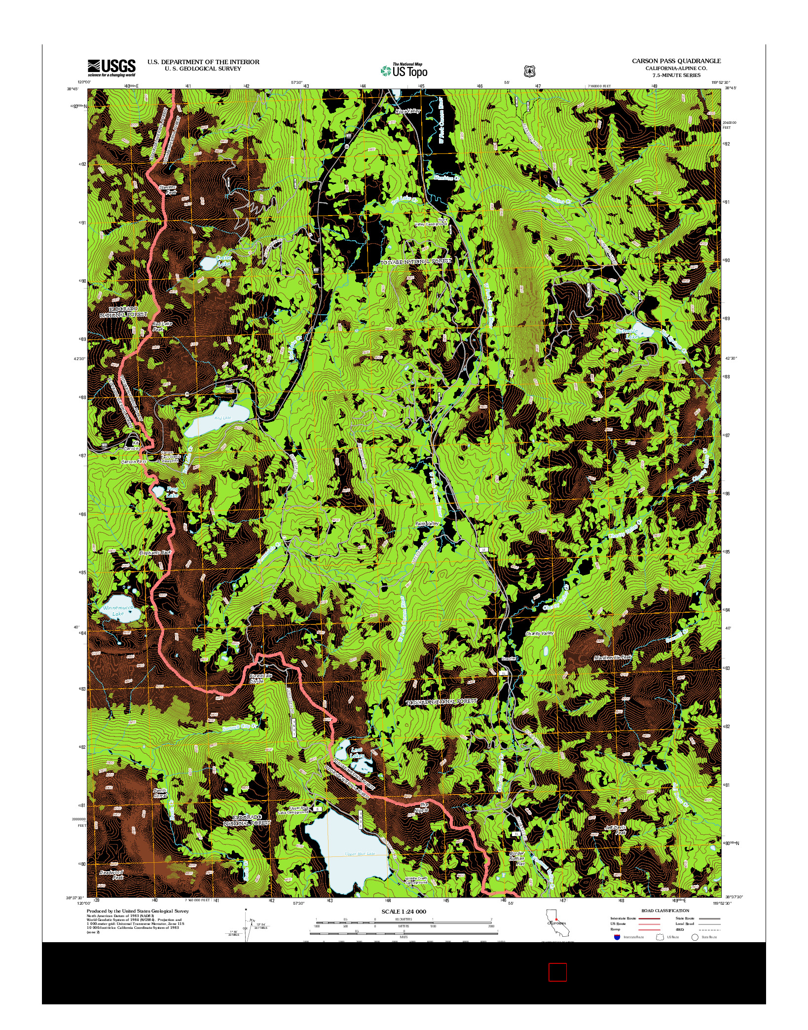 USGS US TOPO 7.5-MINUTE MAP FOR CARSON PASS, CA 2012
