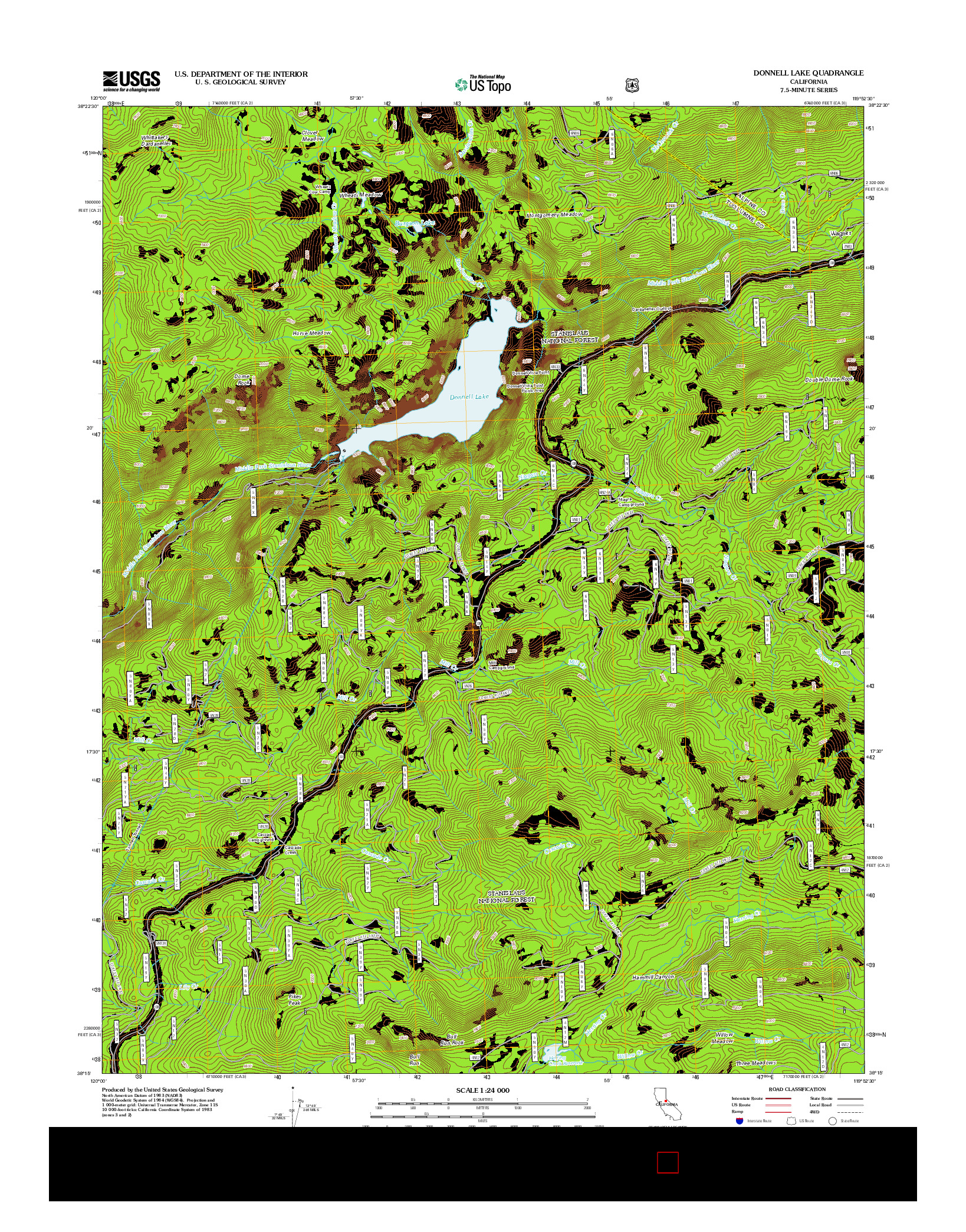 USGS US TOPO 7.5-MINUTE MAP FOR DONNELL LAKE, CA 2012