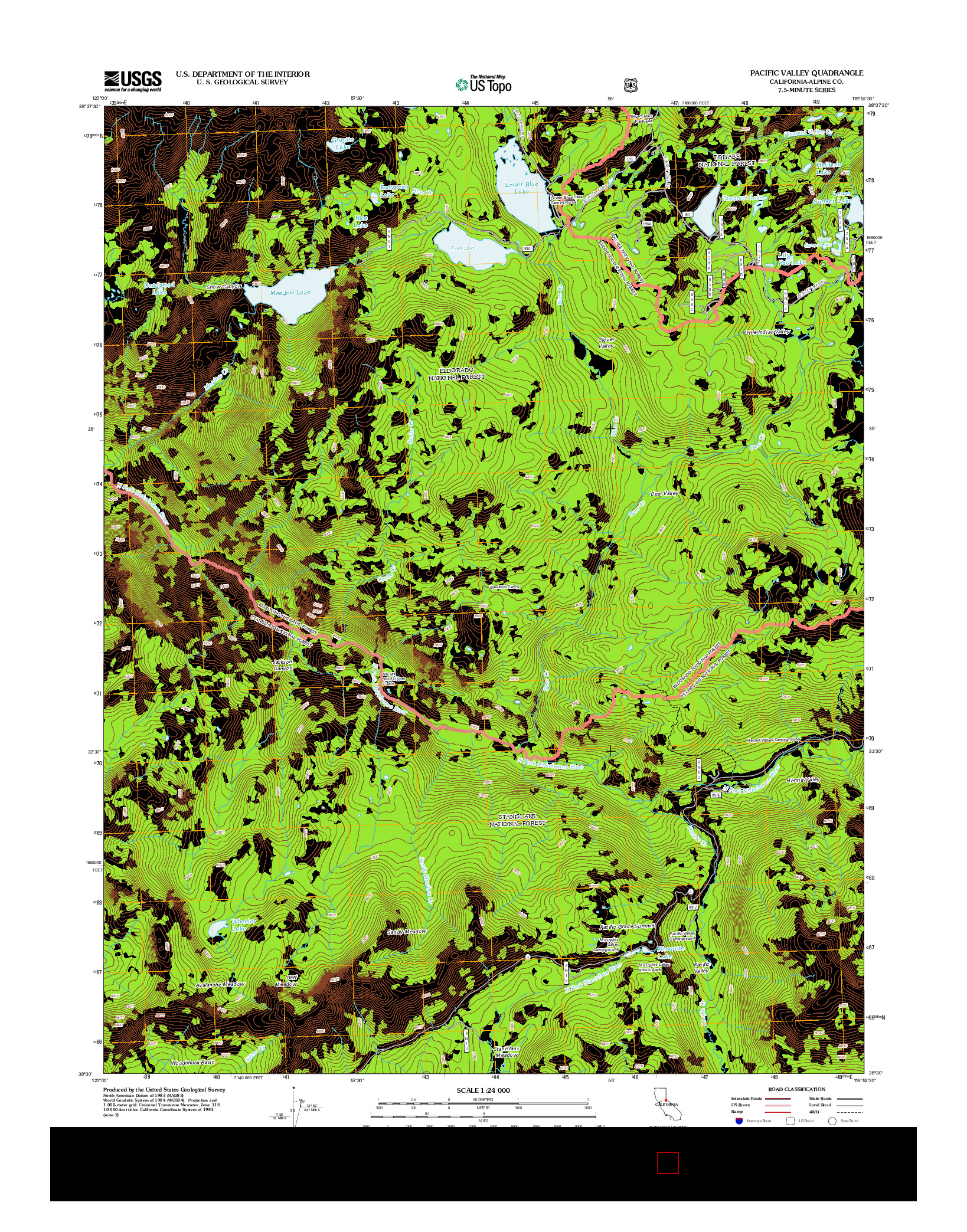 USGS US TOPO 7.5-MINUTE MAP FOR PACIFIC VALLEY, CA 2012