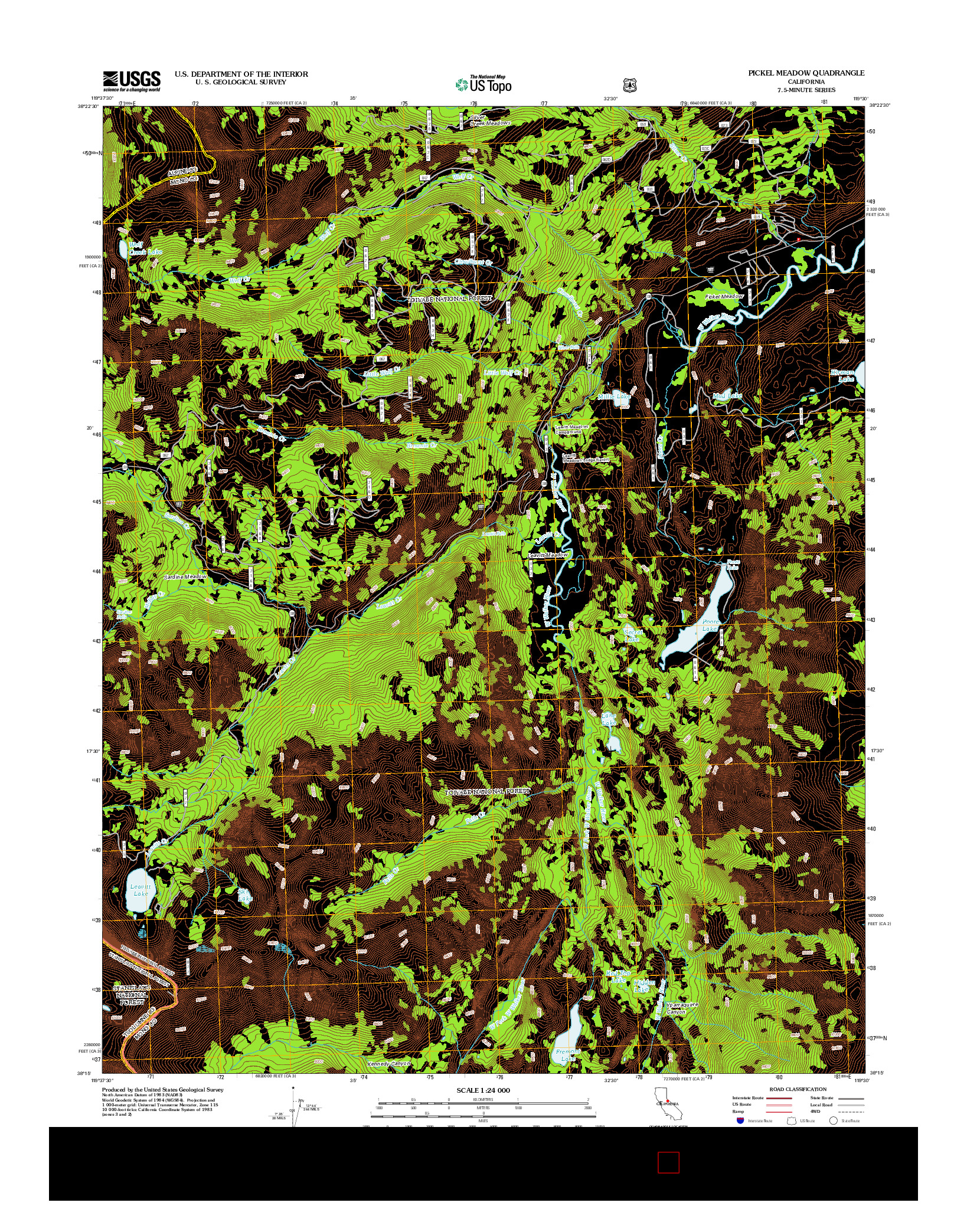 USGS US TOPO 7.5-MINUTE MAP FOR PICKEL MEADOW, CA 2012