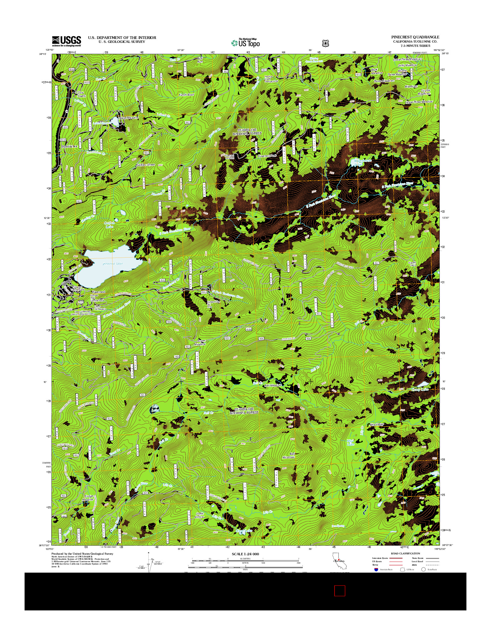 USGS US TOPO 7.5-MINUTE MAP FOR PINECREST, CA 2012