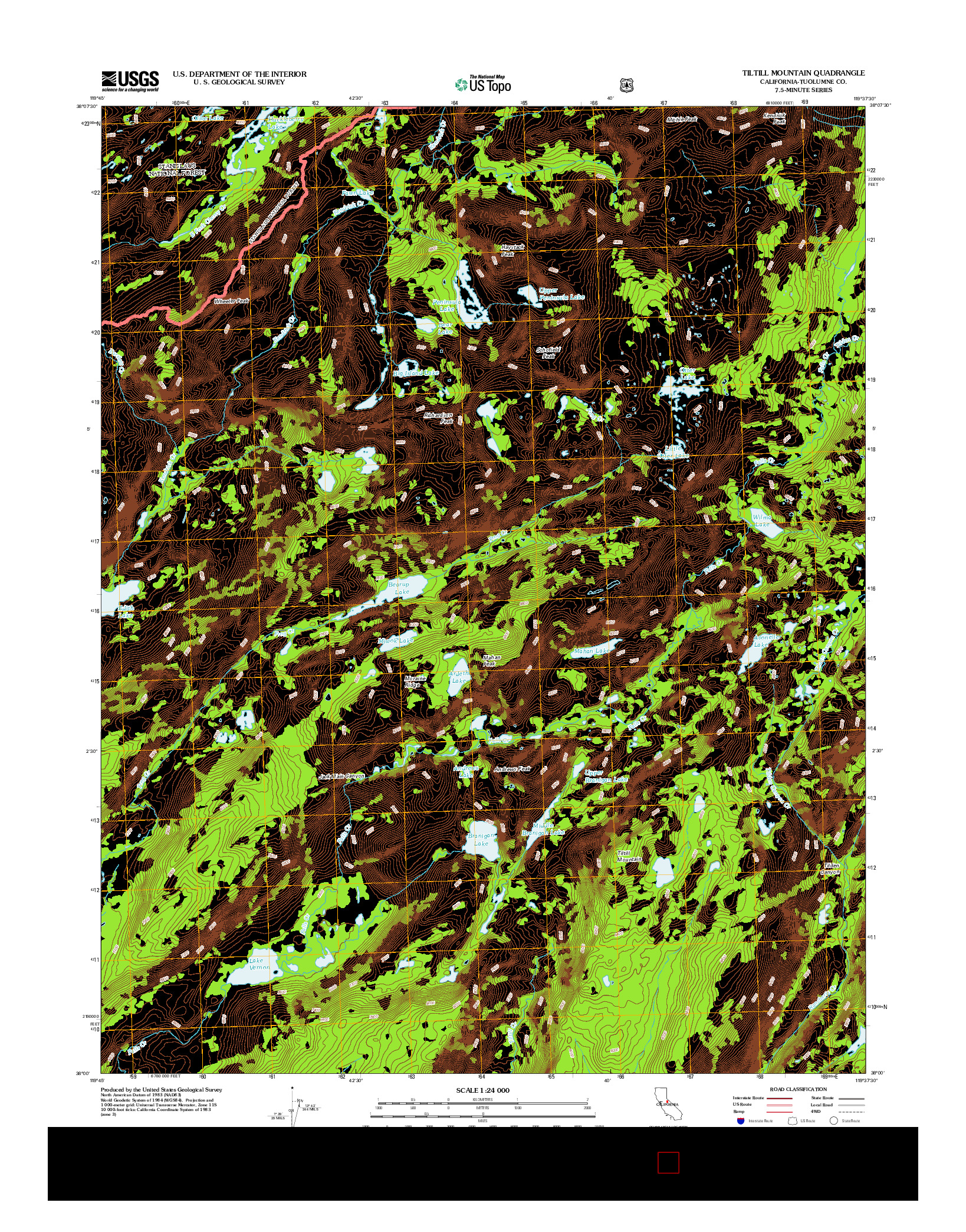 USGS US TOPO 7.5-MINUTE MAP FOR TILTILL MOUNTAIN, CA 2012