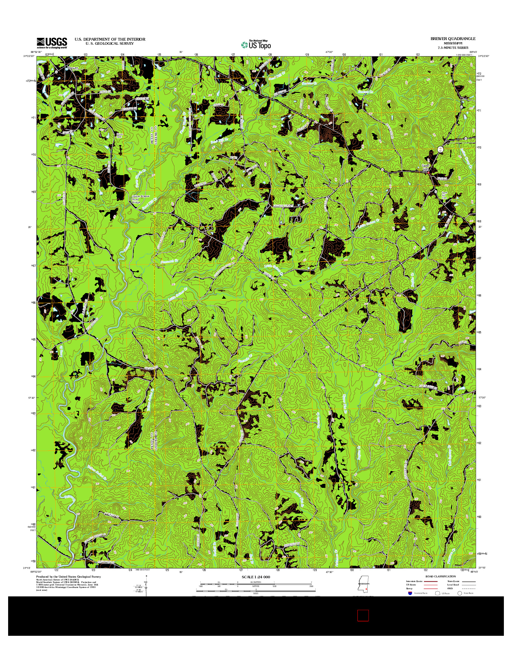 USGS US TOPO 7.5-MINUTE MAP FOR BREWER, MS 2012