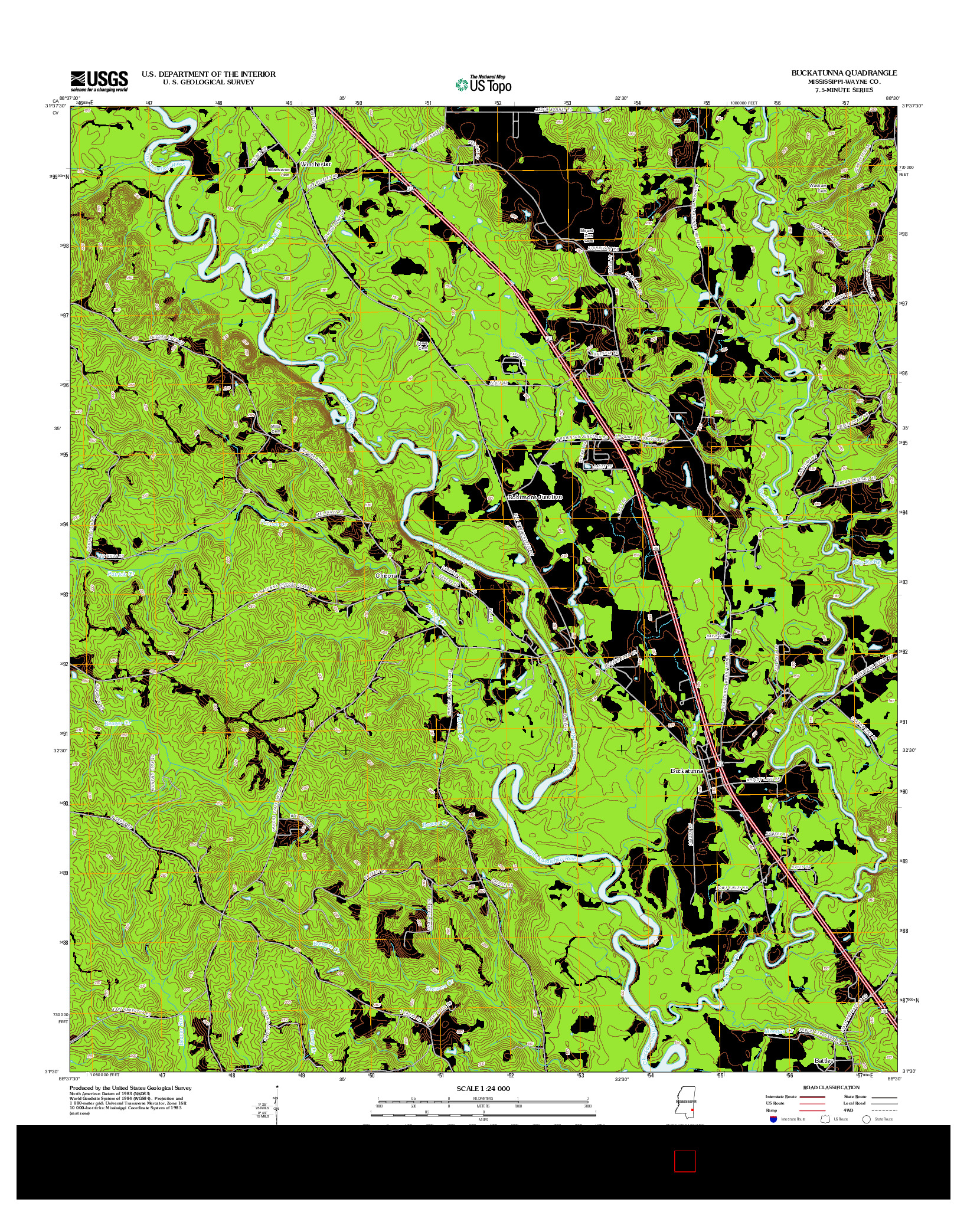 USGS US TOPO 7.5-MINUTE MAP FOR BUCKATUNNA, MS 2012