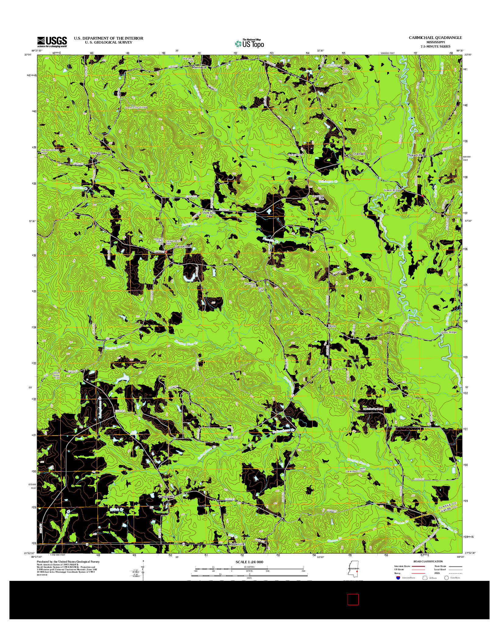 USGS US TOPO 7.5-MINUTE MAP FOR CARMICHAEL, MS 2012