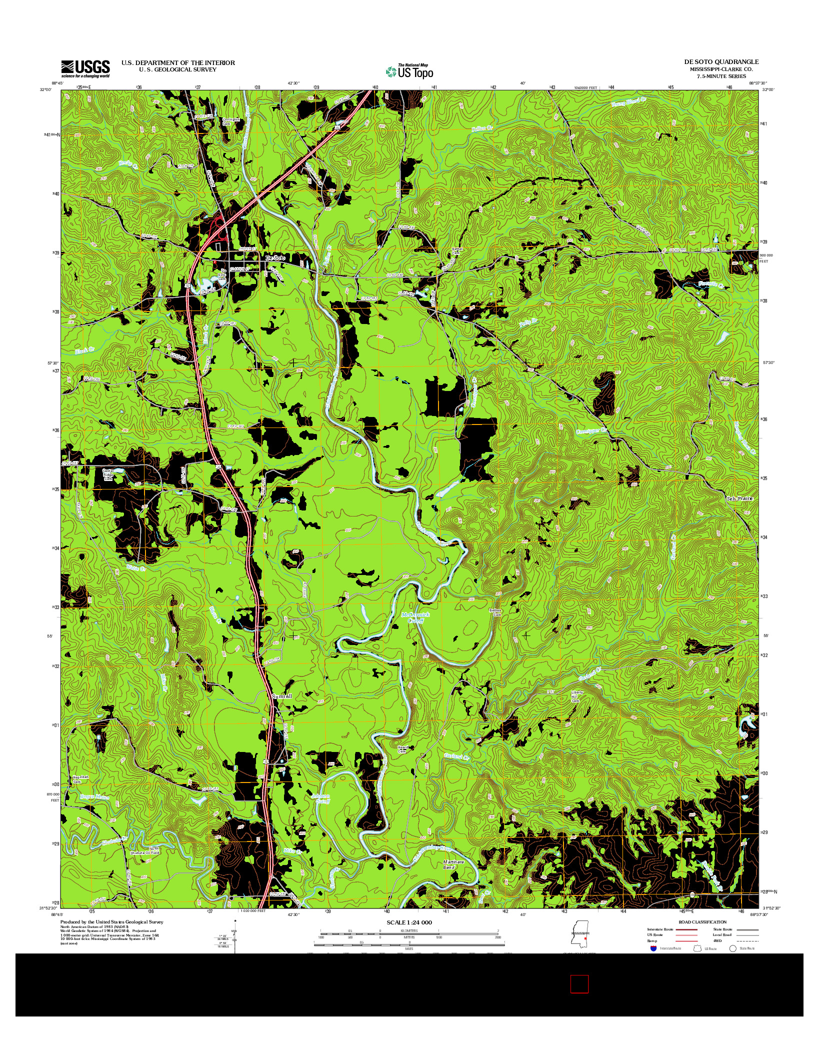 USGS US TOPO 7.5-MINUTE MAP FOR DE SOTO, MS 2012