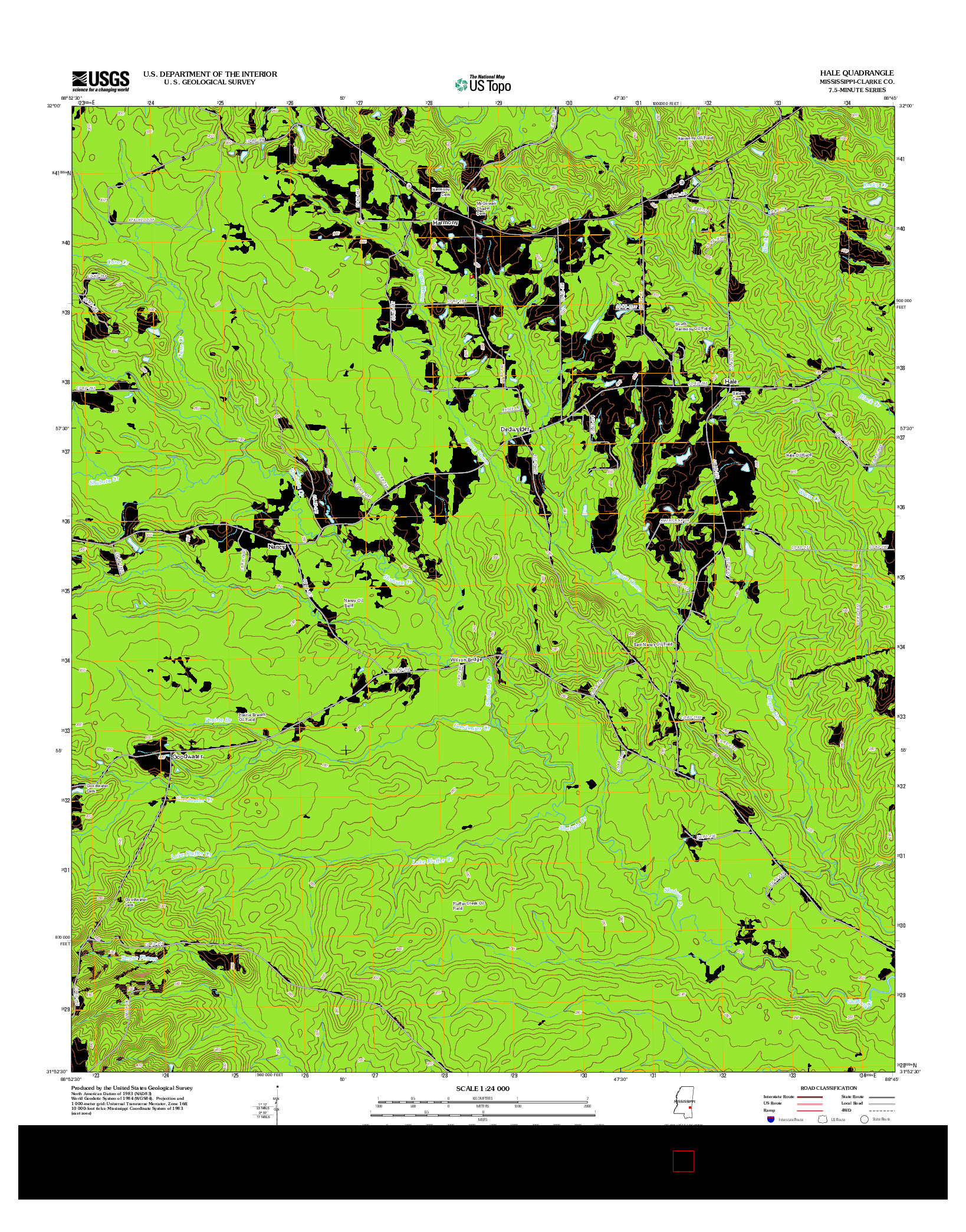 USGS US TOPO 7.5-MINUTE MAP FOR HALE, MS 2012