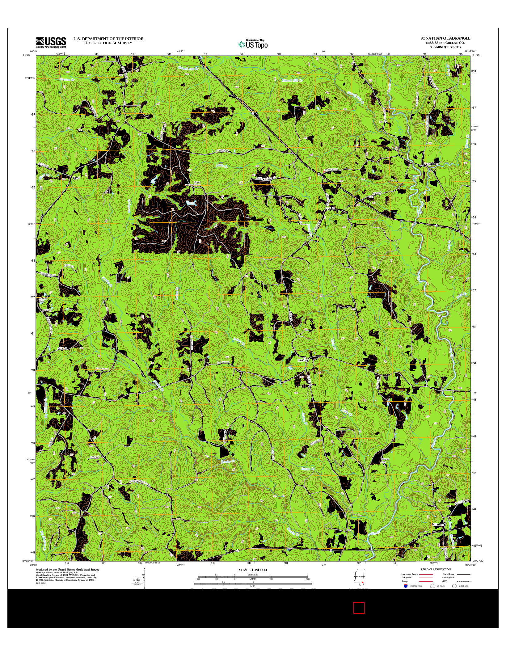 USGS US TOPO 7.5-MINUTE MAP FOR JONATHAN, MS 2012