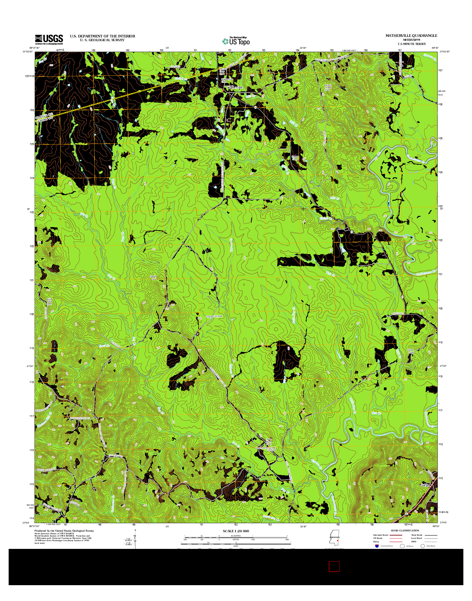 USGS US TOPO 7.5-MINUTE MAP FOR MATHERVILLE, MS 2012