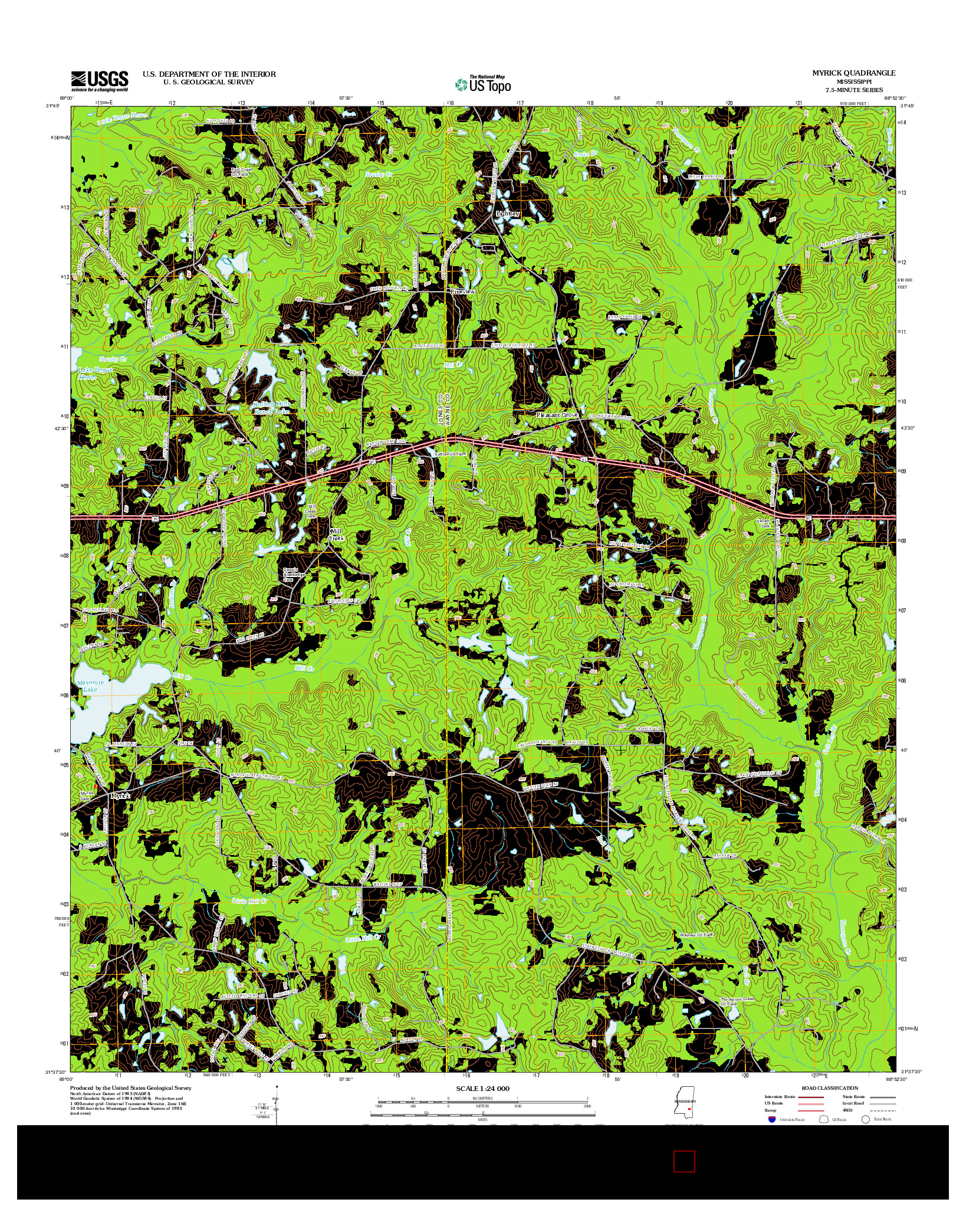 USGS US TOPO 7.5-MINUTE MAP FOR MYRICK, MS 2012