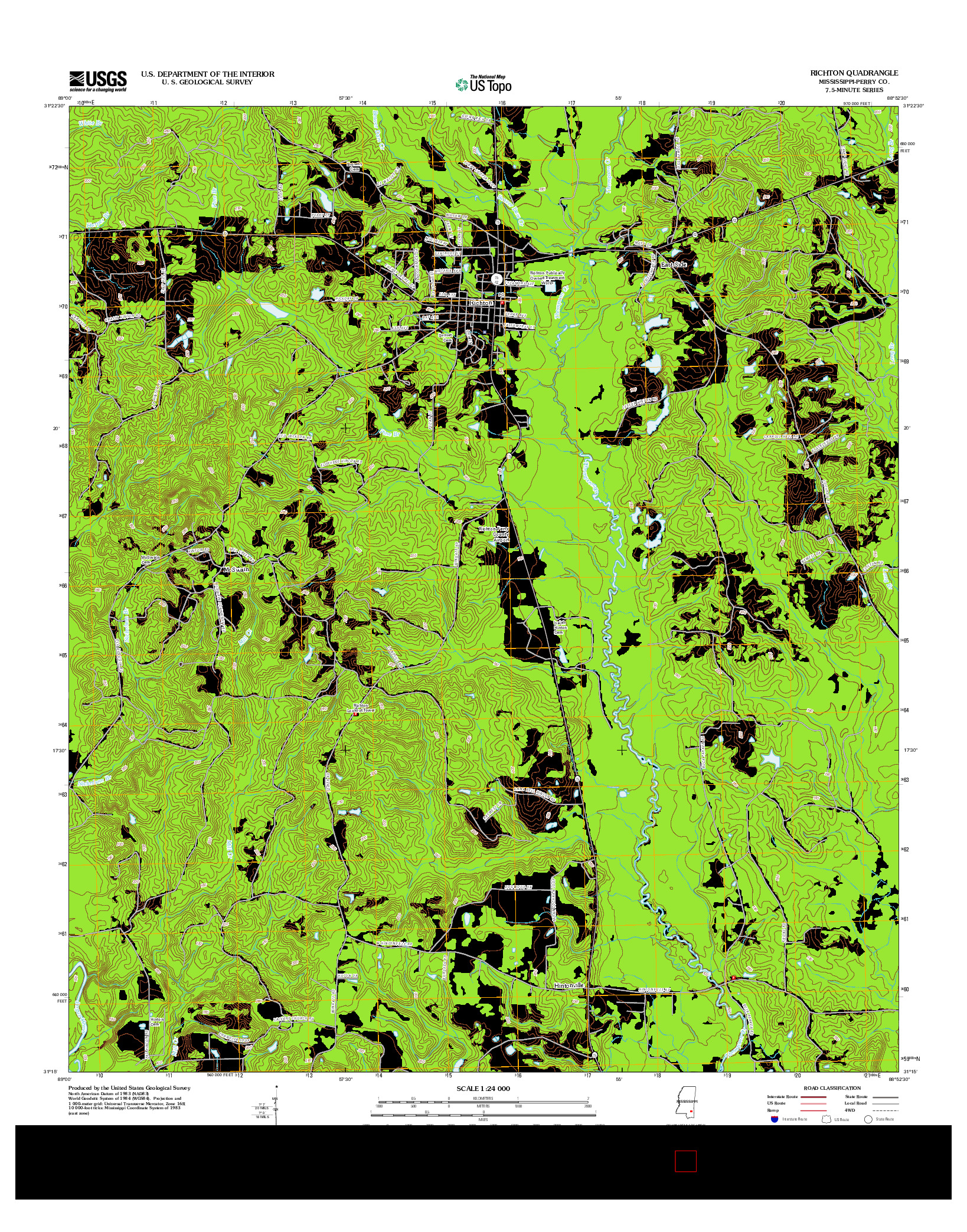 USGS US TOPO 7.5-MINUTE MAP FOR RICHTON, MS 2012