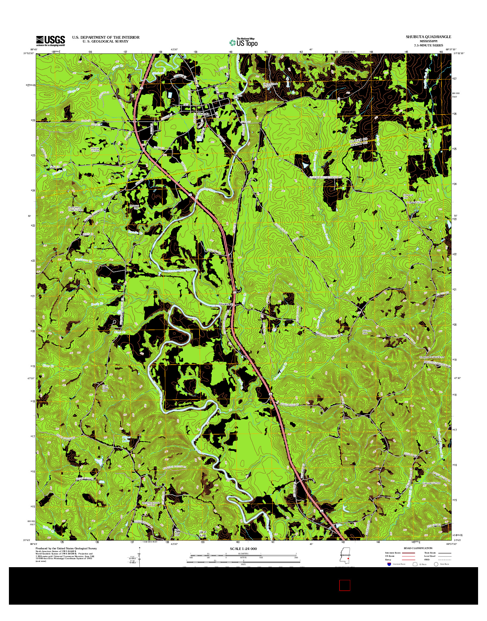 USGS US TOPO 7.5-MINUTE MAP FOR SHUBUTA, MS 2012