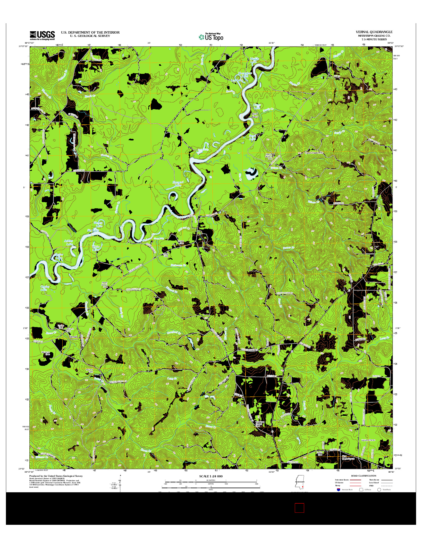 USGS US TOPO 7.5-MINUTE MAP FOR VERNAL, MS 2012