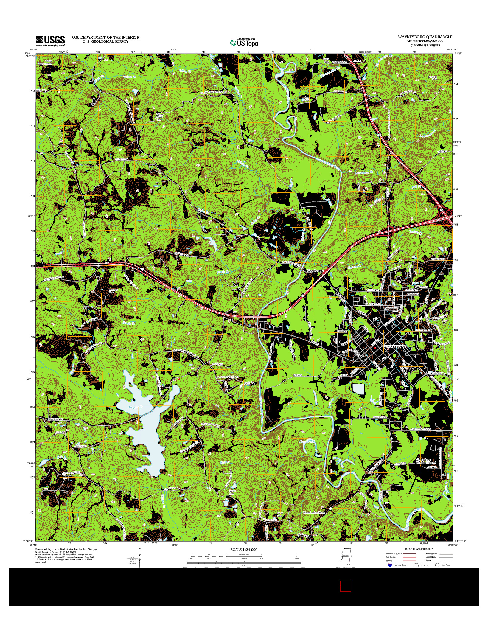USGS US TOPO 7.5-MINUTE MAP FOR WAYNESBORO, MS 2012