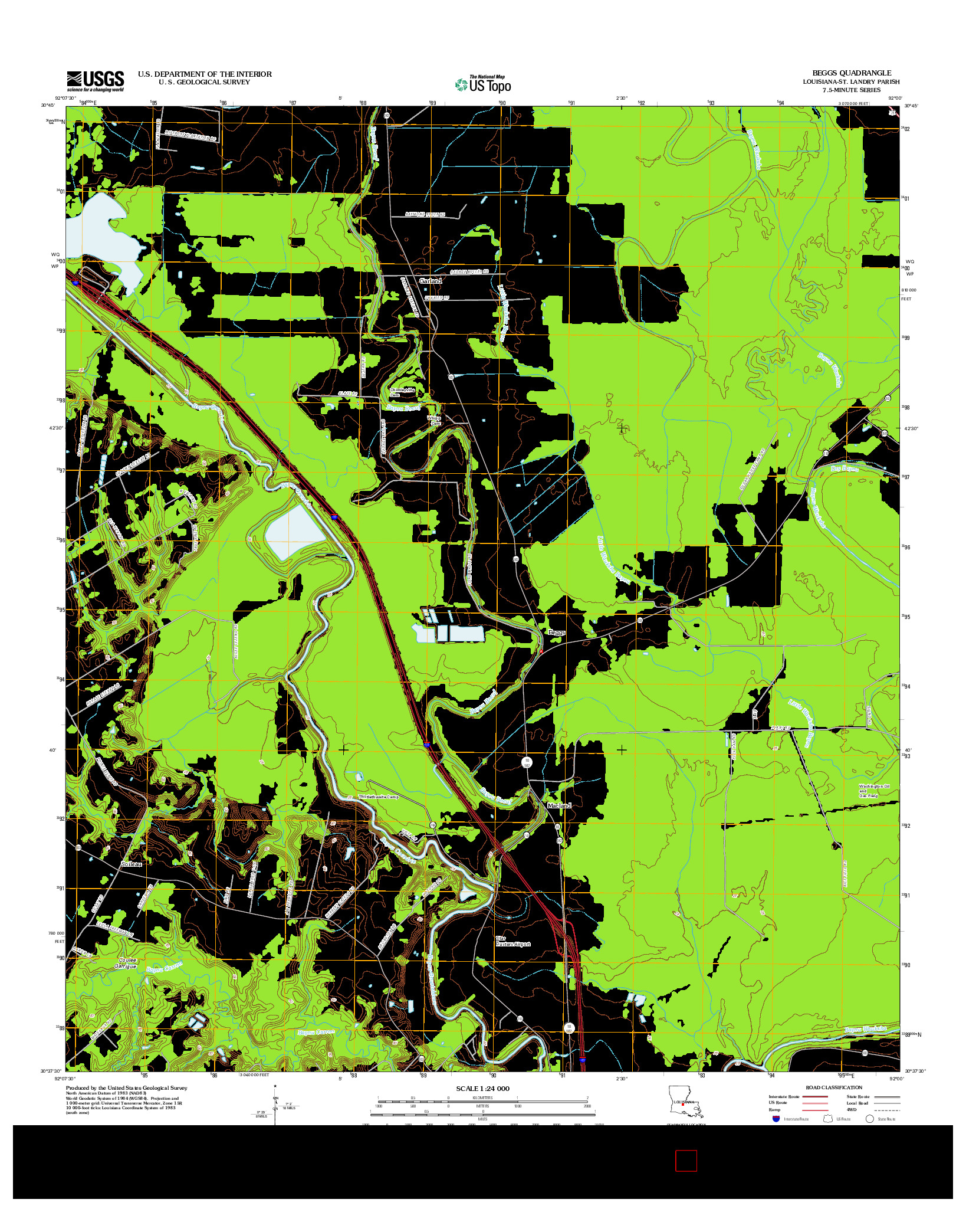USGS US TOPO 7.5-MINUTE MAP FOR BEGGS, LA 2012