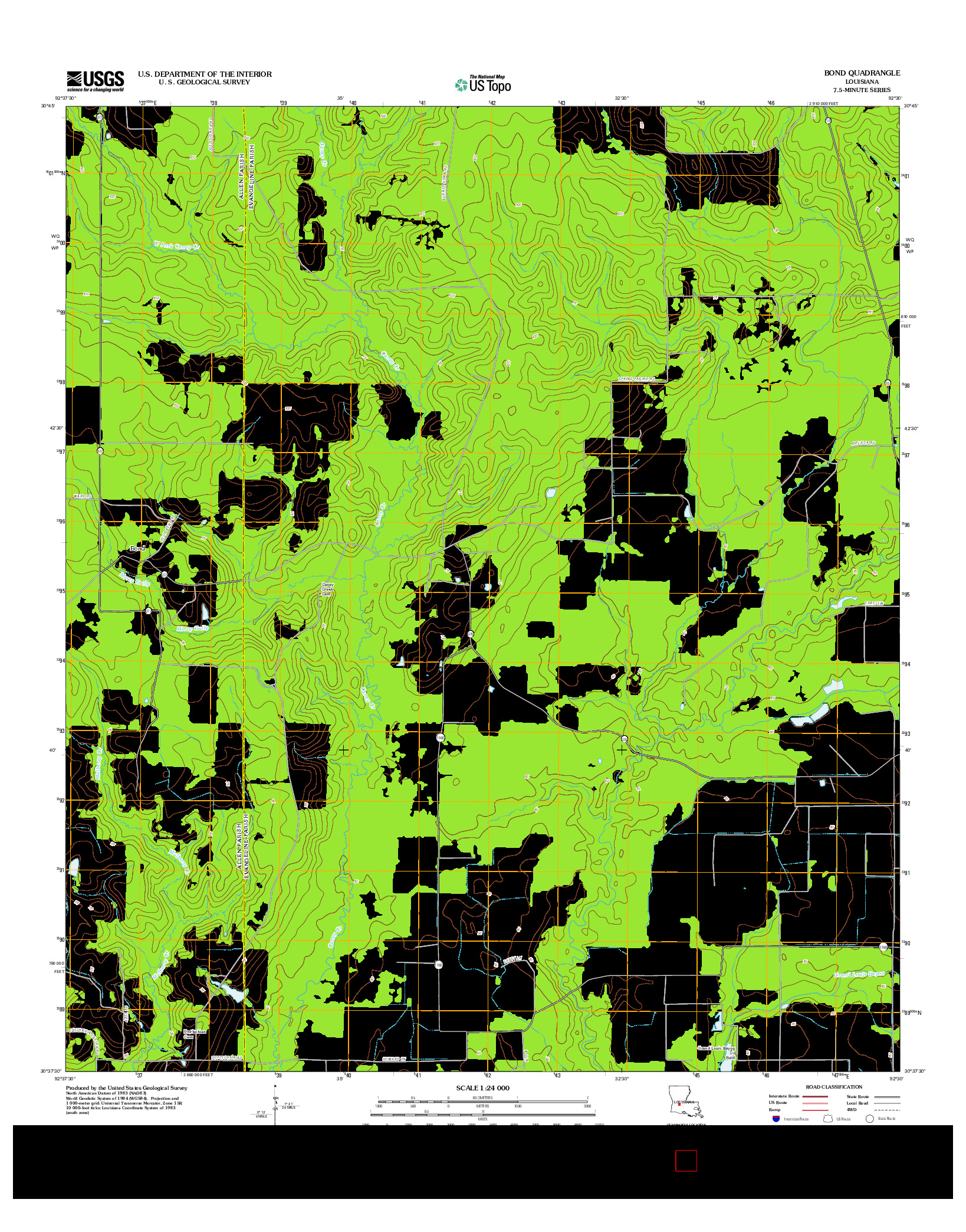 USGS US TOPO 7.5-MINUTE MAP FOR BOND, LA 2012