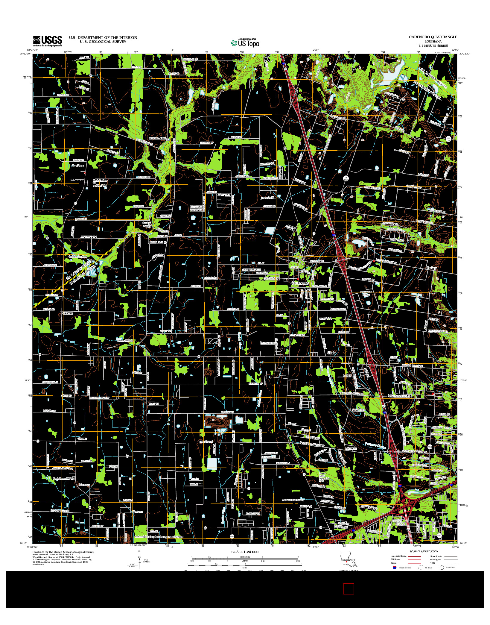 USGS US TOPO 7.5-MINUTE MAP FOR CARENCRO, LA 2012