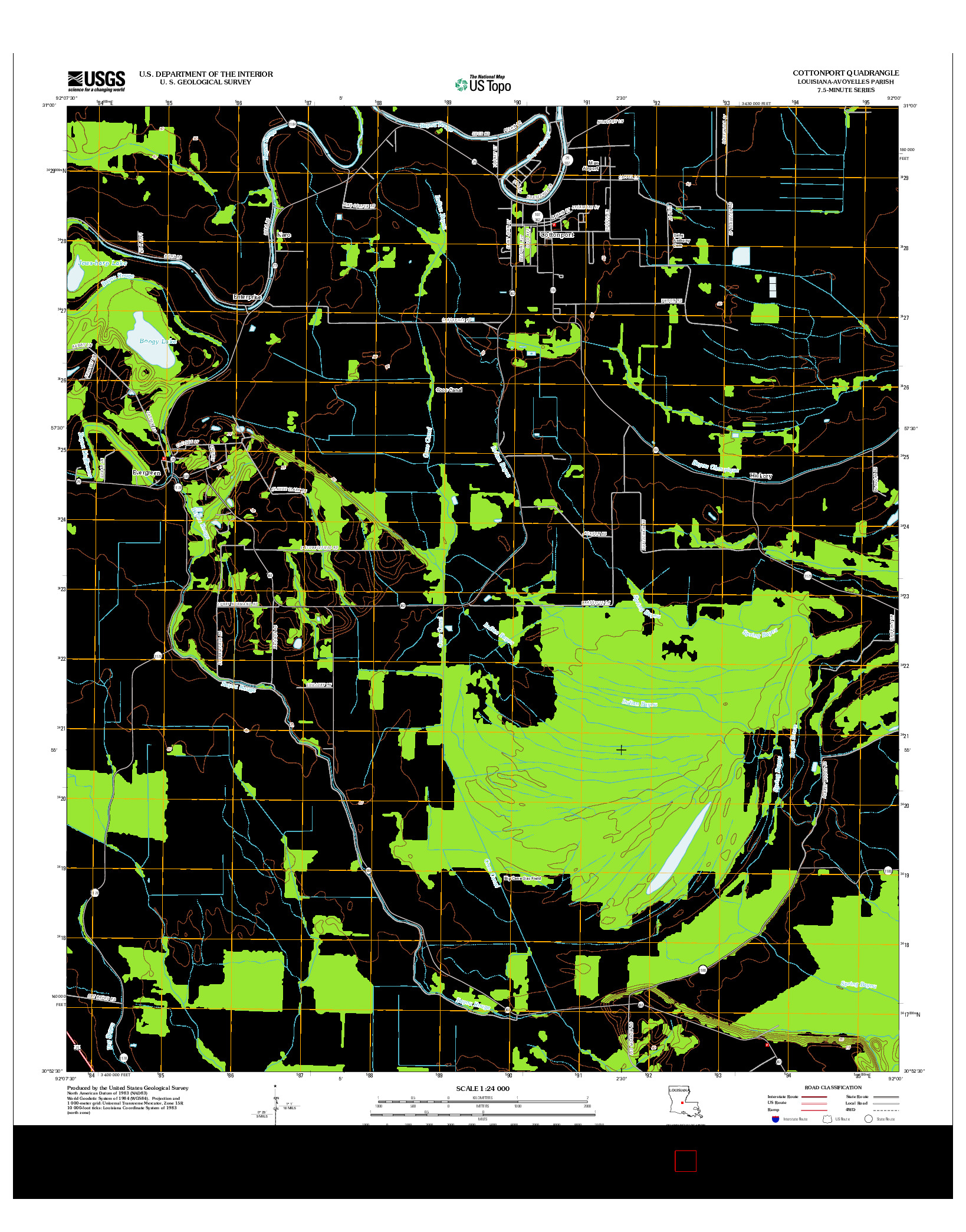 USGS US TOPO 7.5-MINUTE MAP FOR COTTONPORT, LA 2012