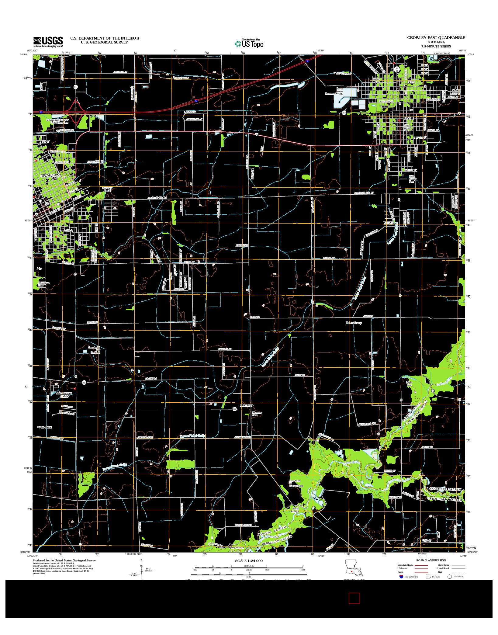 USGS US TOPO 7.5-MINUTE MAP FOR CROWLEY EAST, LA 2012