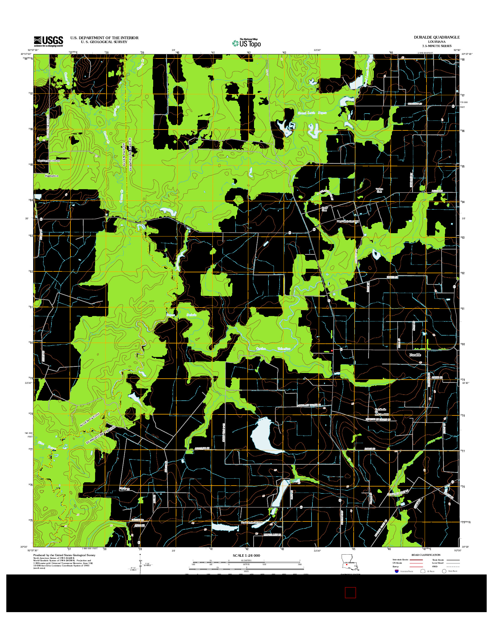 USGS US TOPO 7.5-MINUTE MAP FOR DURALDE, LA 2012