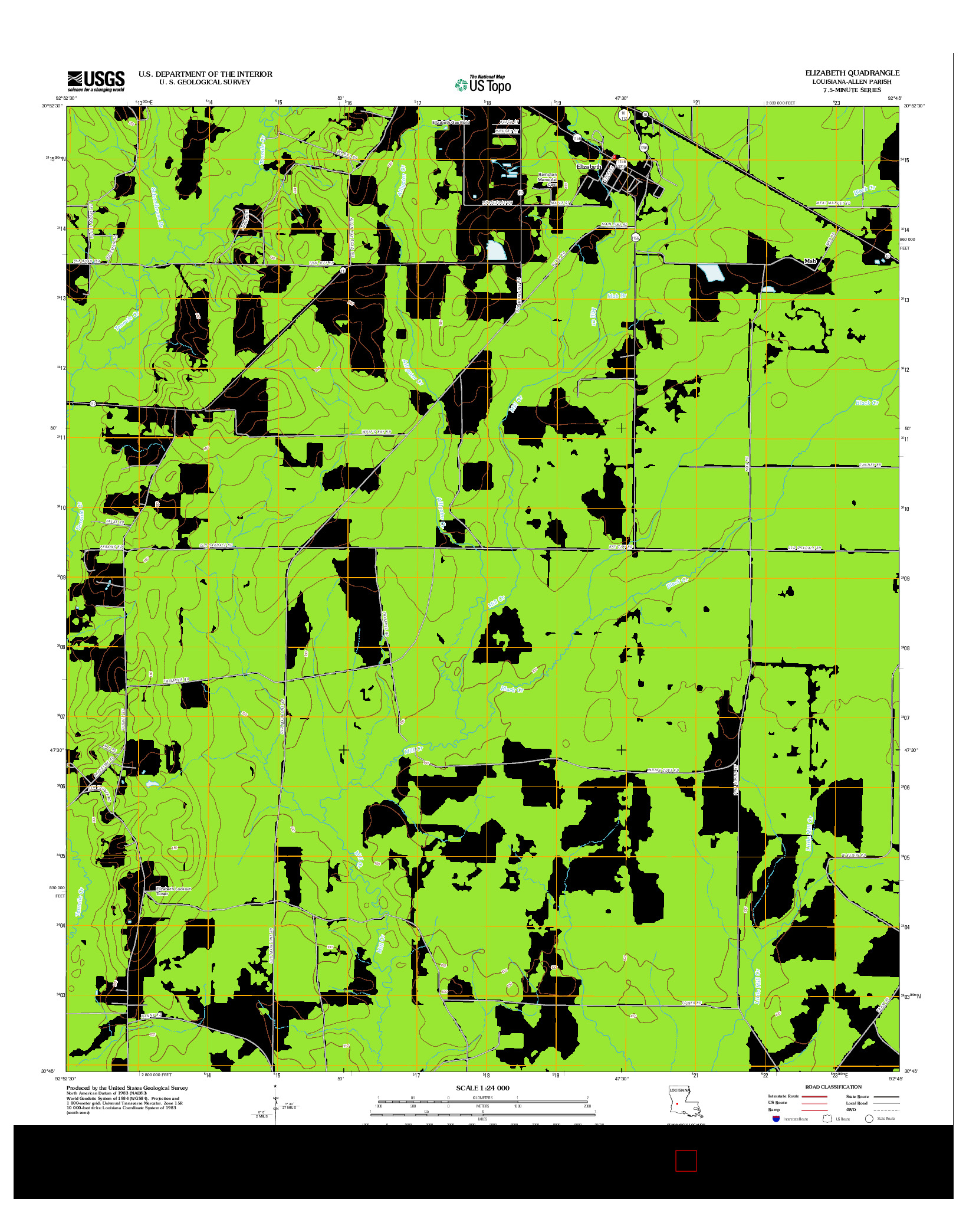 USGS US TOPO 7.5-MINUTE MAP FOR ELIZABETH, LA 2012