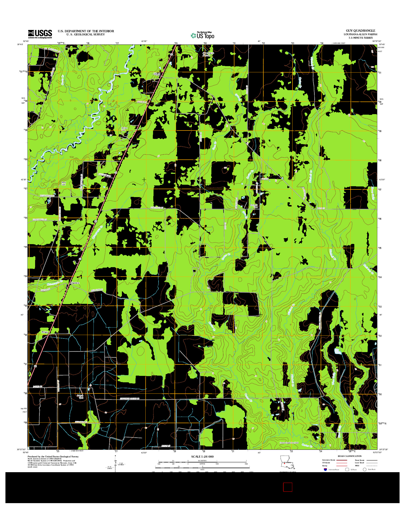 USGS US TOPO 7.5-MINUTE MAP FOR GUY, LA 2012