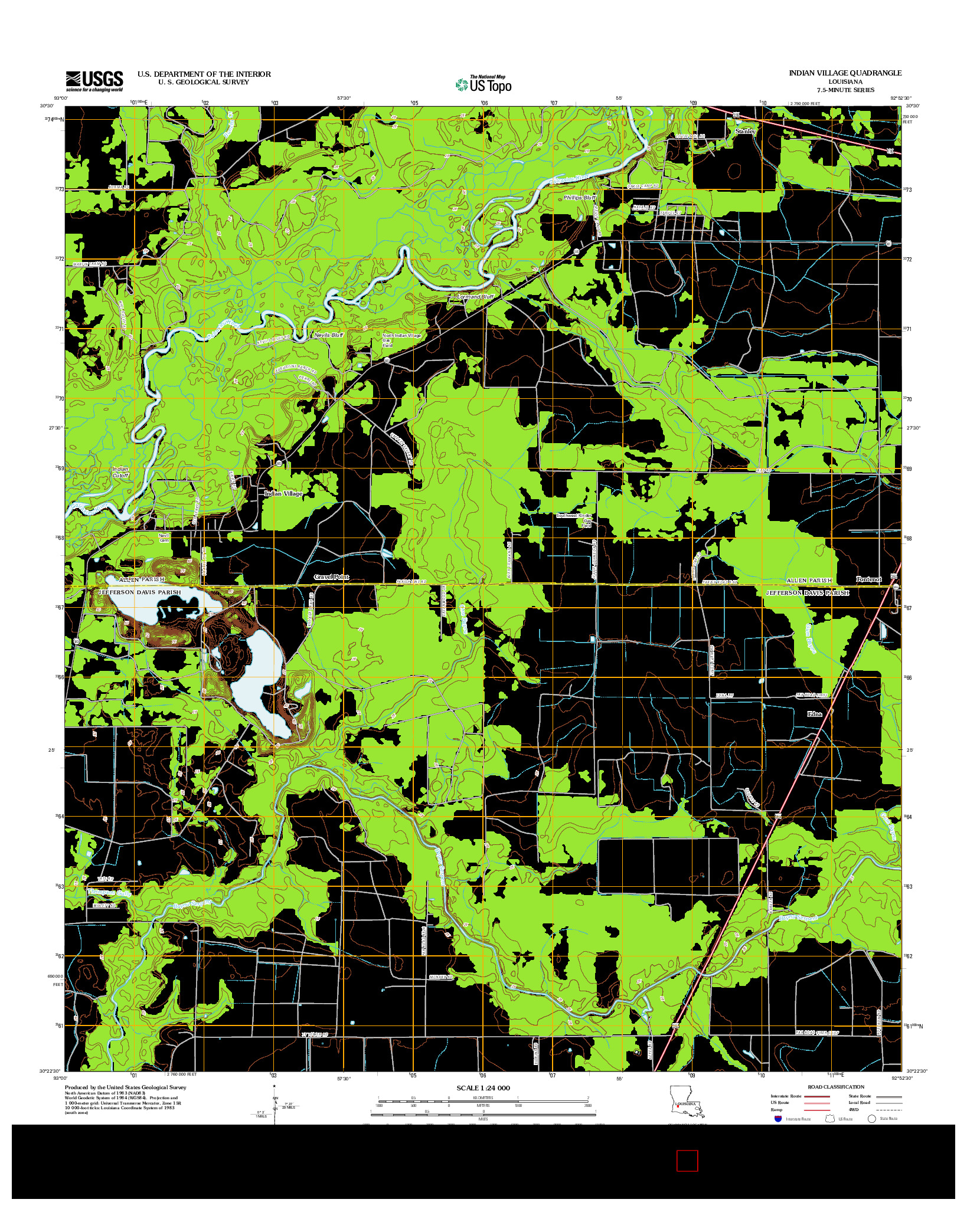 USGS US TOPO 7.5-MINUTE MAP FOR INDIAN VILLAGE, LA 2012