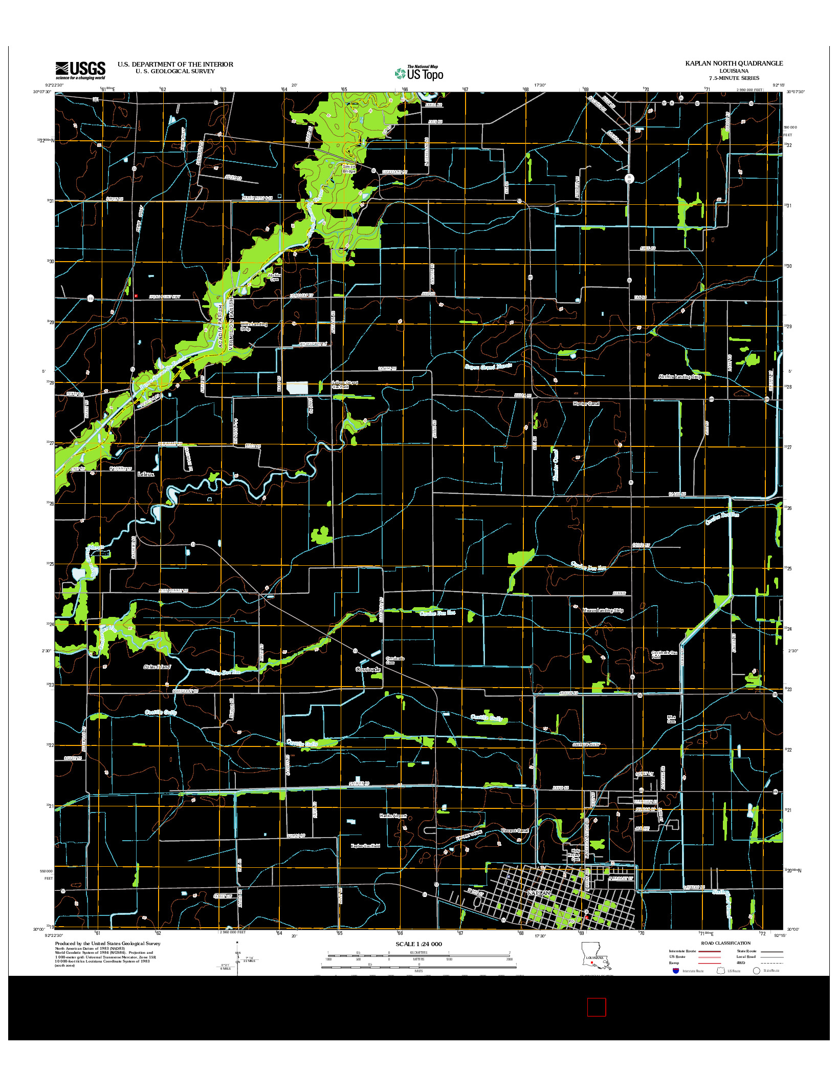 USGS US TOPO 7.5-MINUTE MAP FOR KAPLAN NORTH, LA 2012