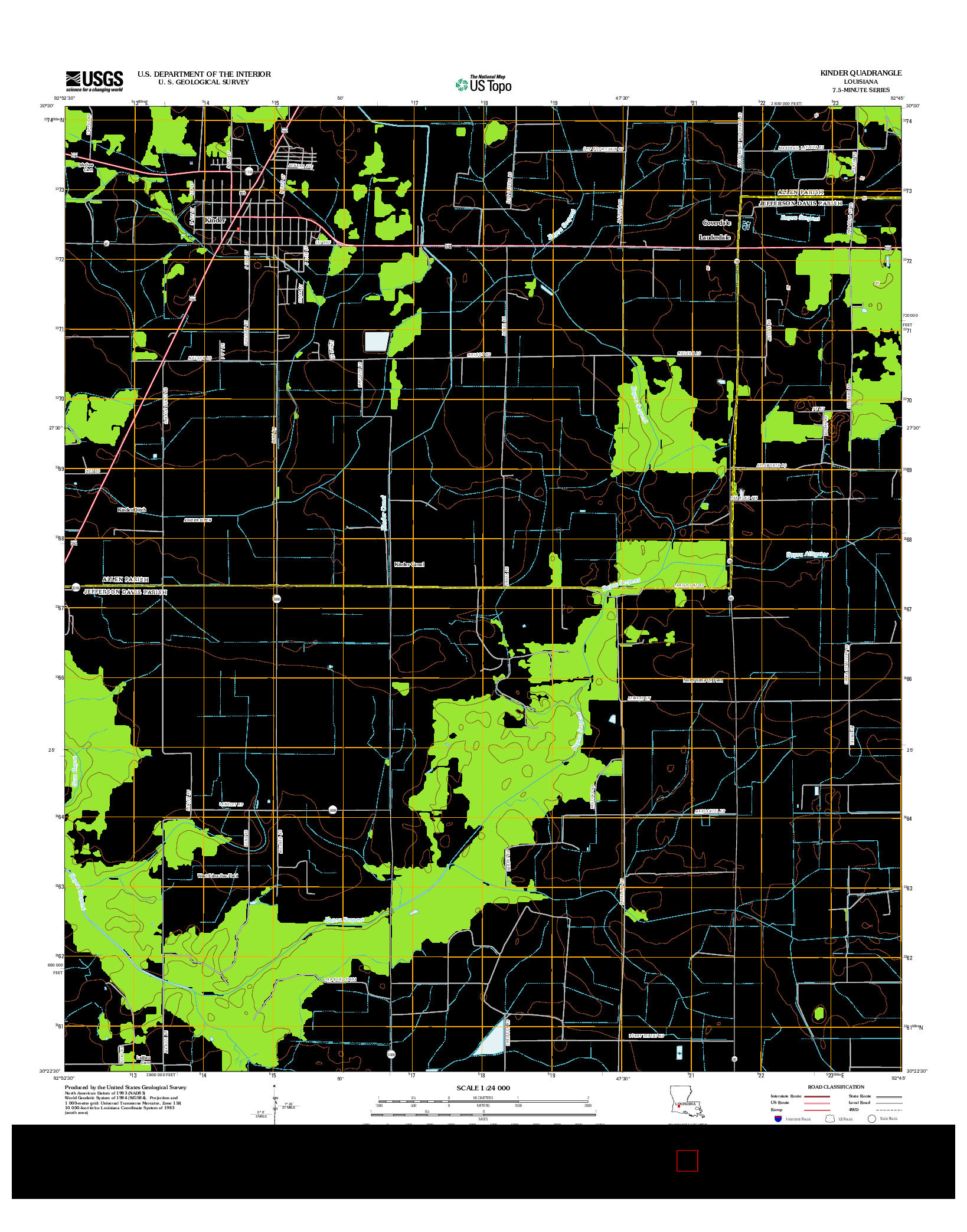 USGS US TOPO 7.5-MINUTE MAP FOR KINDER, LA 2012