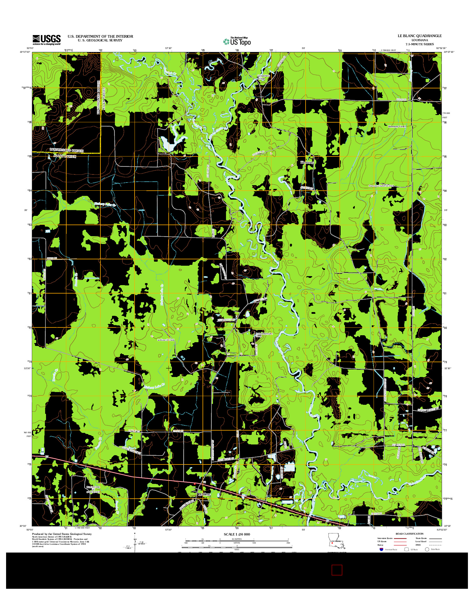 USGS US TOPO 7.5-MINUTE MAP FOR LE BLANC, LA 2012