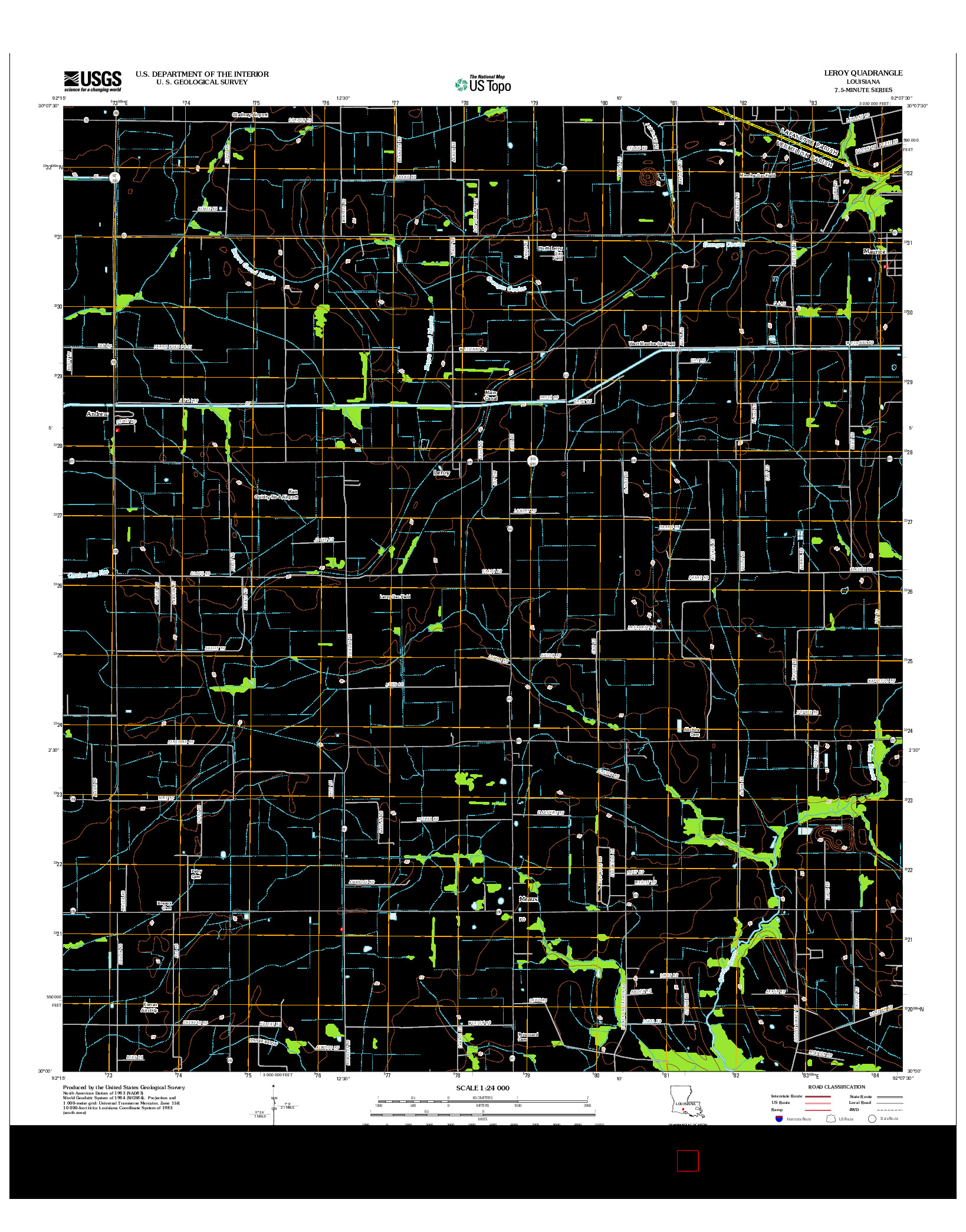 USGS US TOPO 7.5-MINUTE MAP FOR LEROY, LA 2012