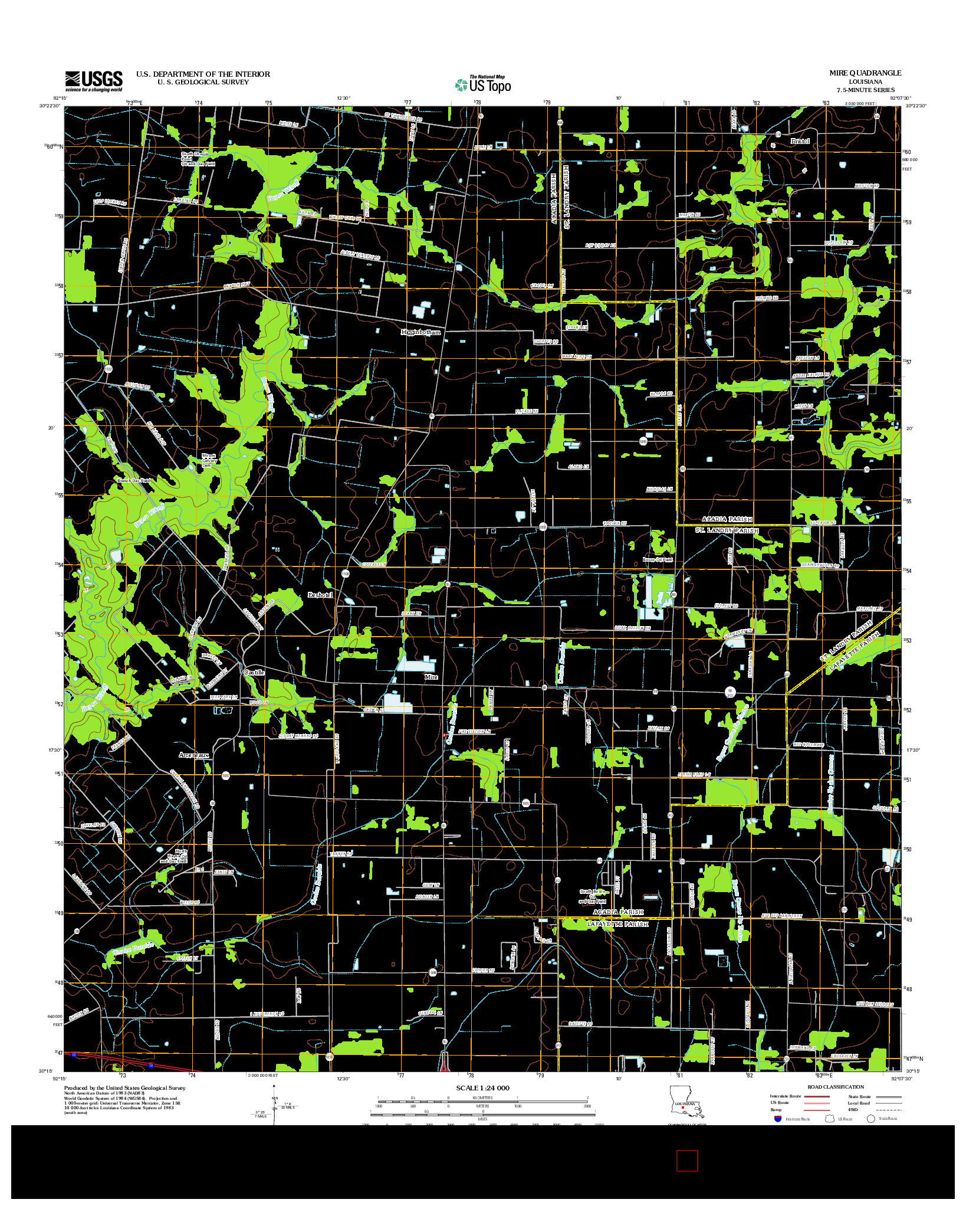 USGS US TOPO 7.5-MINUTE MAP FOR MIRE, LA 2012