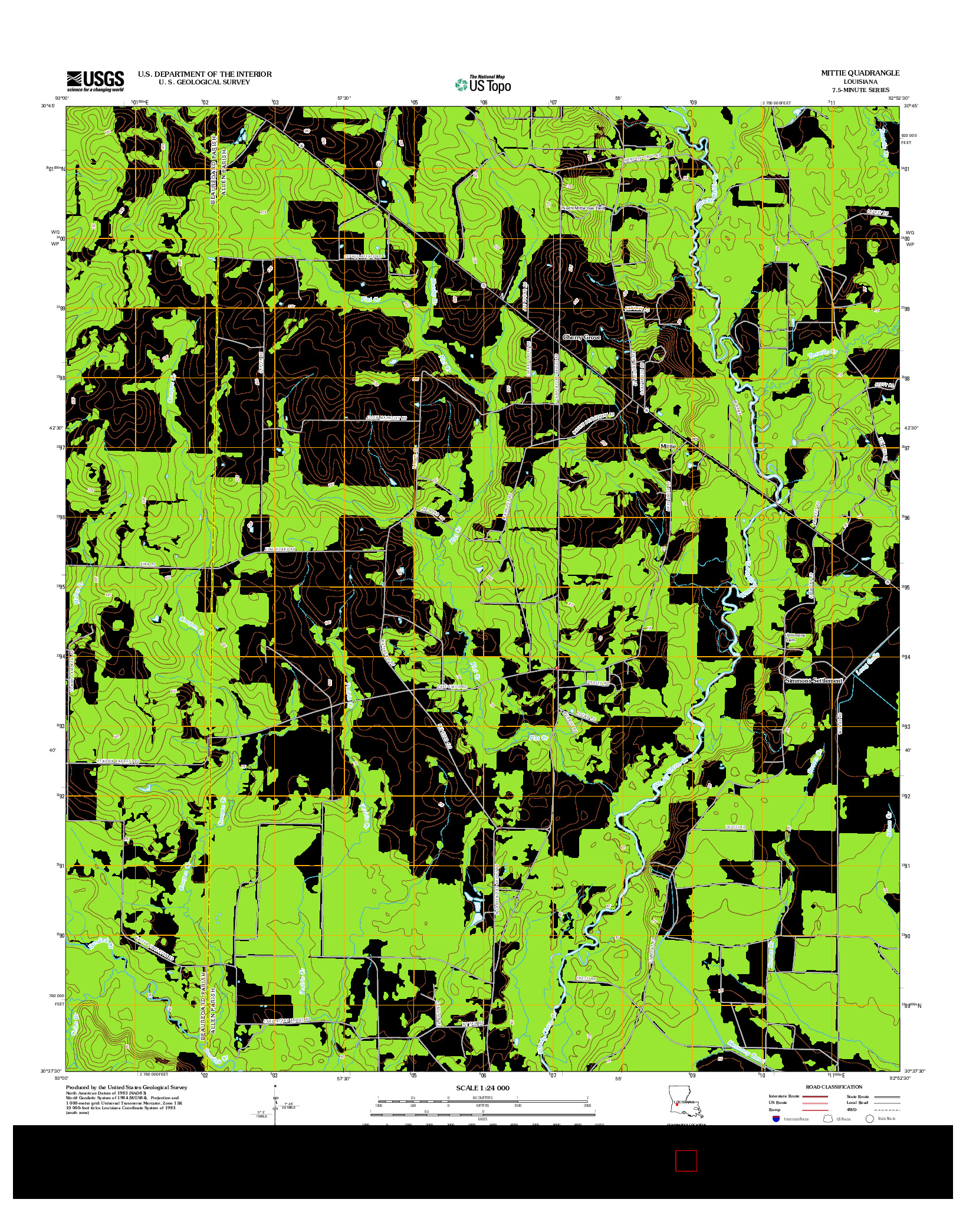 USGS US TOPO 7.5-MINUTE MAP FOR MITTIE, LA 2012