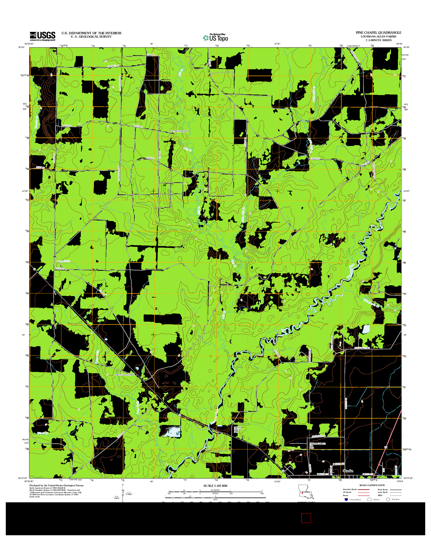 USGS US TOPO 7.5-MINUTE MAP FOR PINE CHAPEL, LA 2012