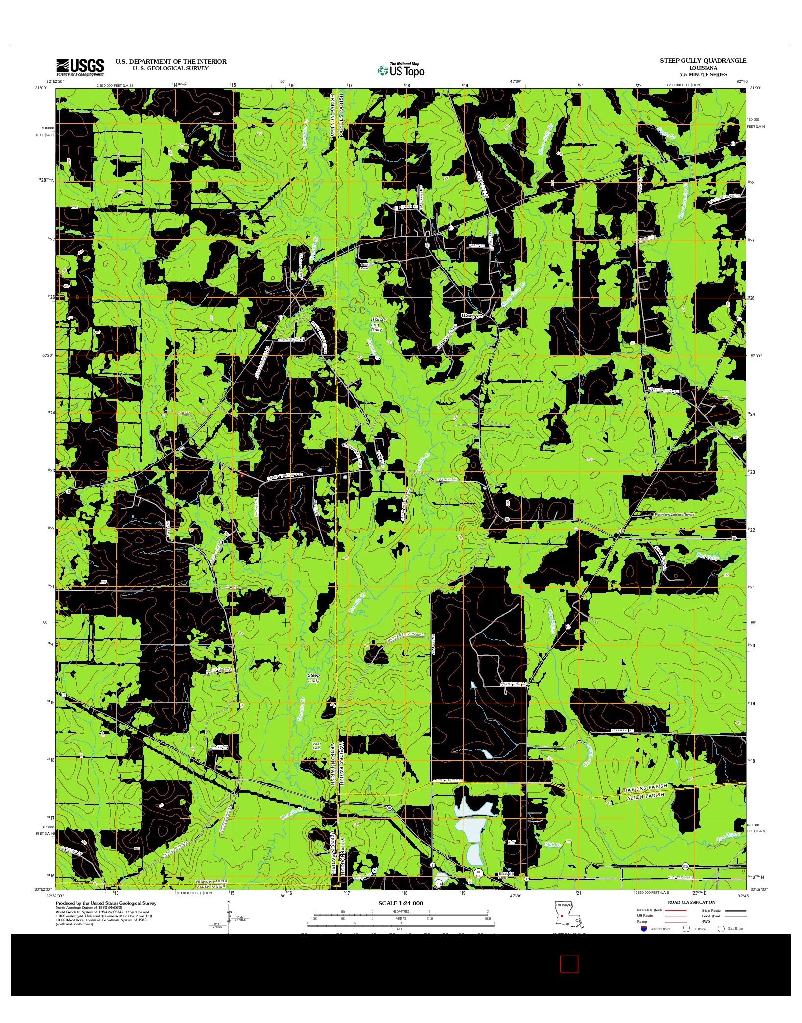 USGS US TOPO 7.5-MINUTE MAP FOR STEEP GULLY, LA 2012