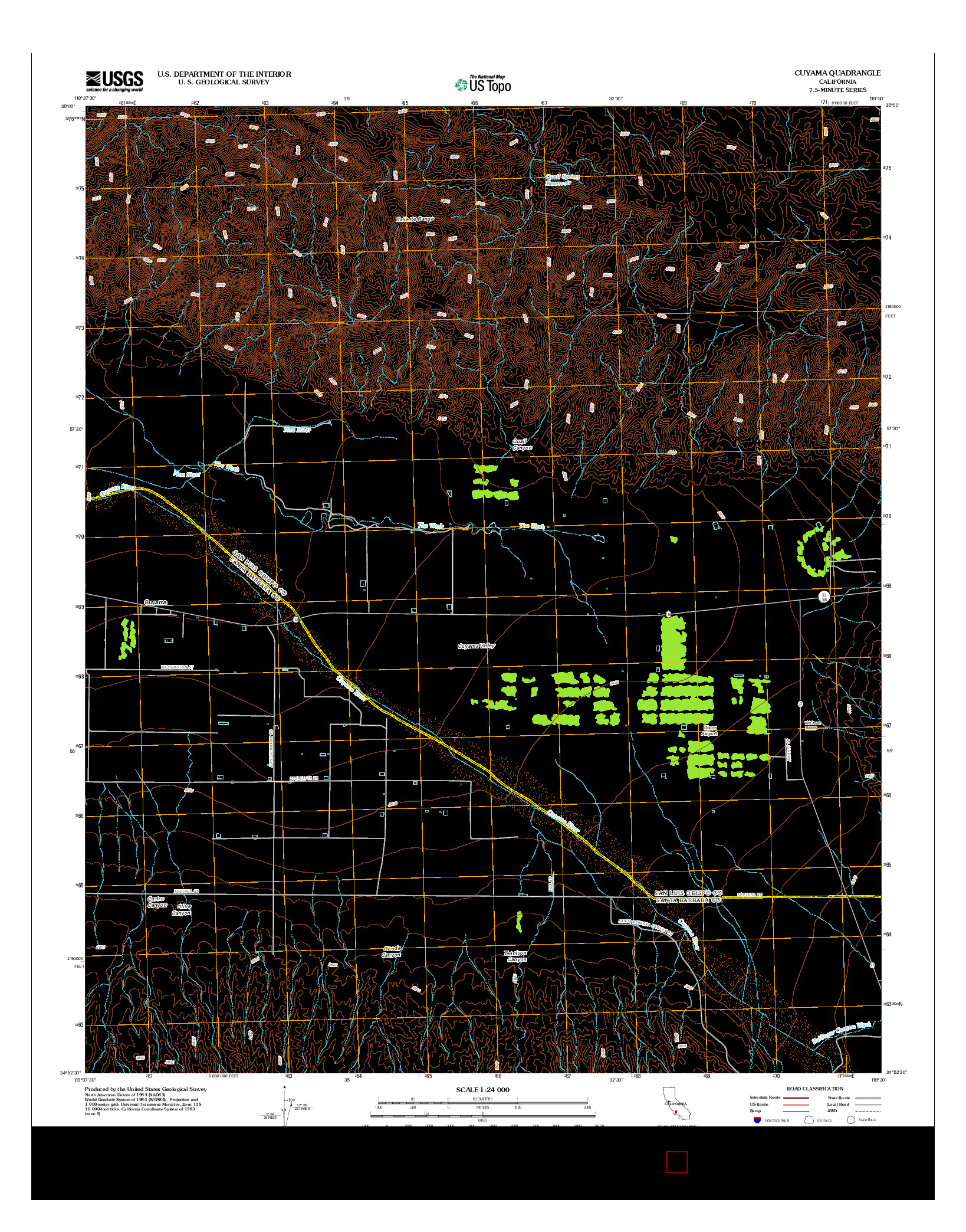 USGS US TOPO 7.5-MINUTE MAP FOR CUYAMA, CA 2012