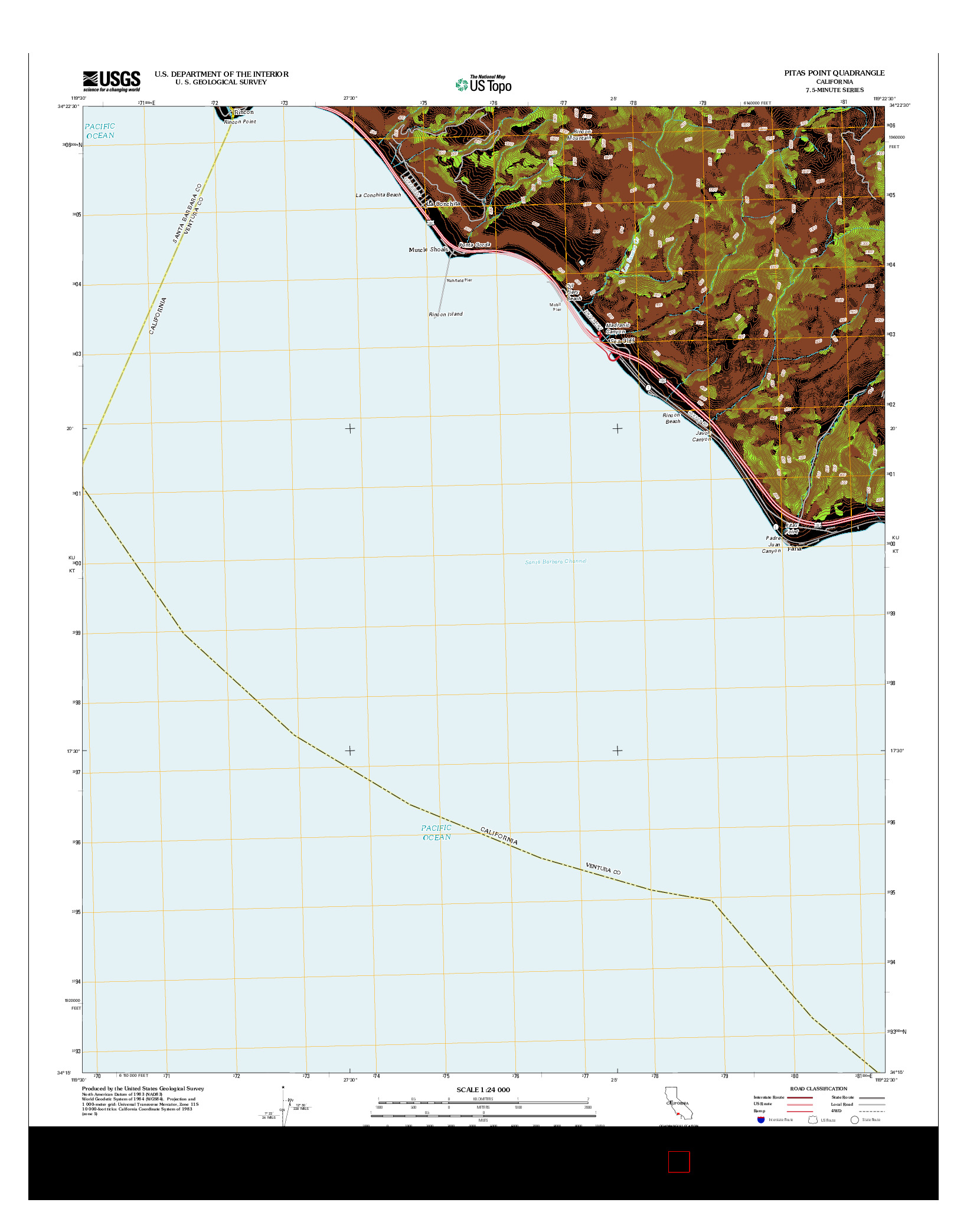 USGS US TOPO 7.5-MINUTE MAP FOR PITAS POINT, CA 2012