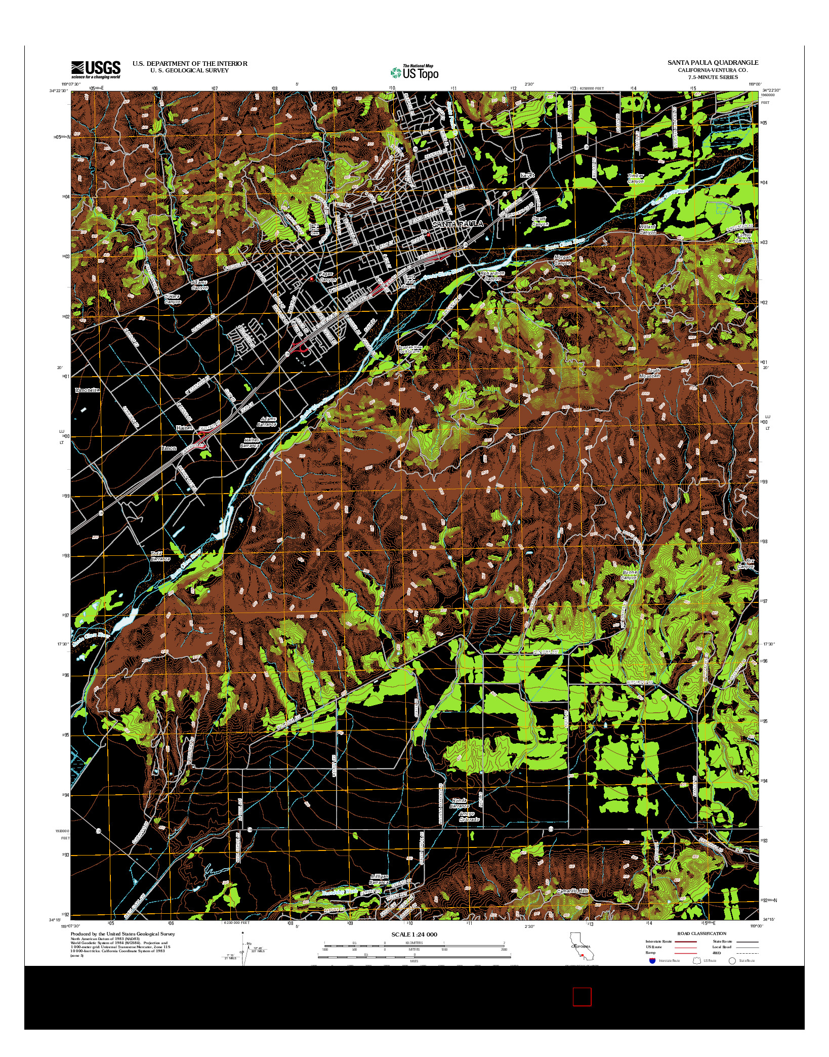 USGS US TOPO 7.5-MINUTE MAP FOR SANTA PAULA, CA 2012