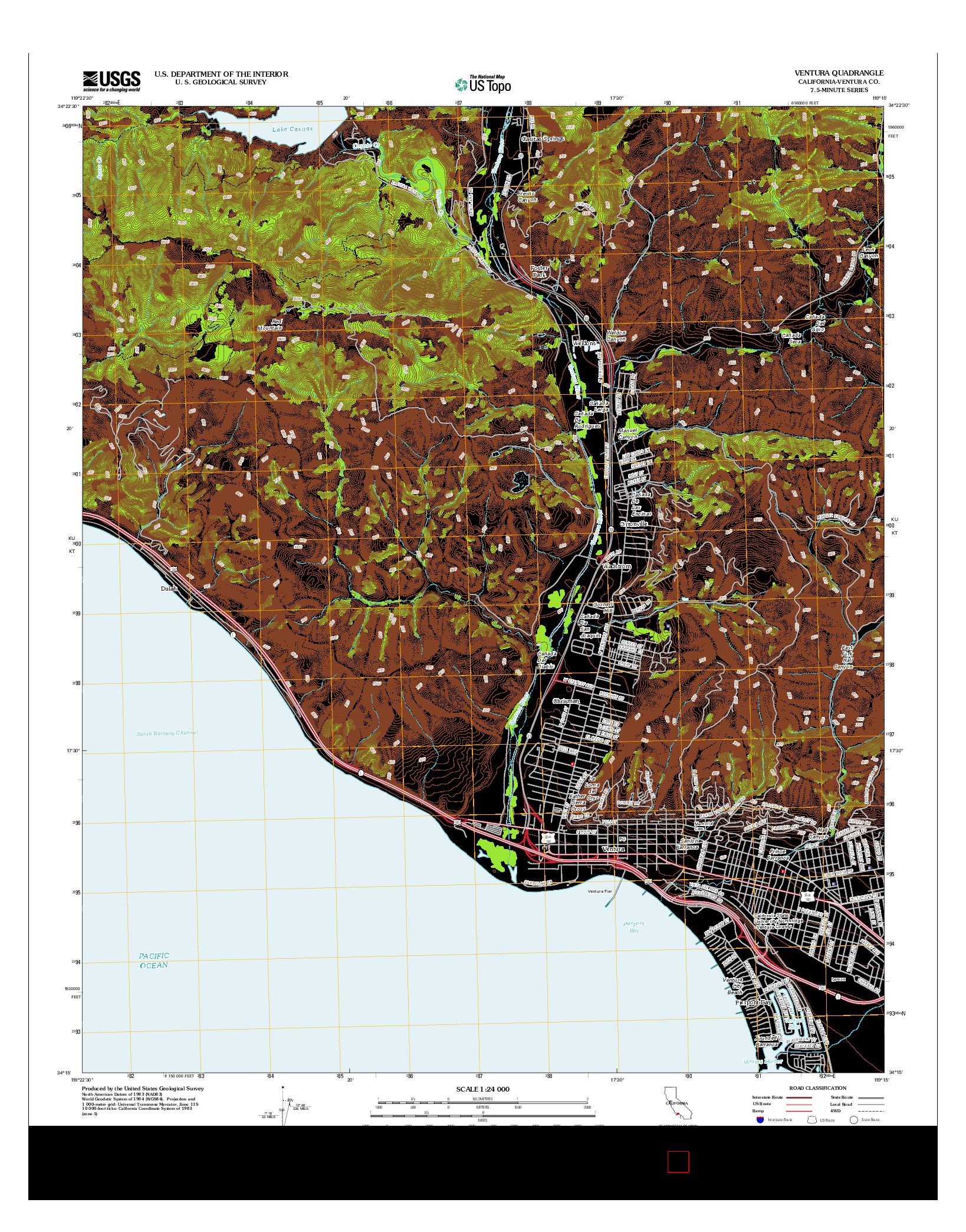 USGS US TOPO 7.5-MINUTE MAP FOR VENTURA, CA 2012