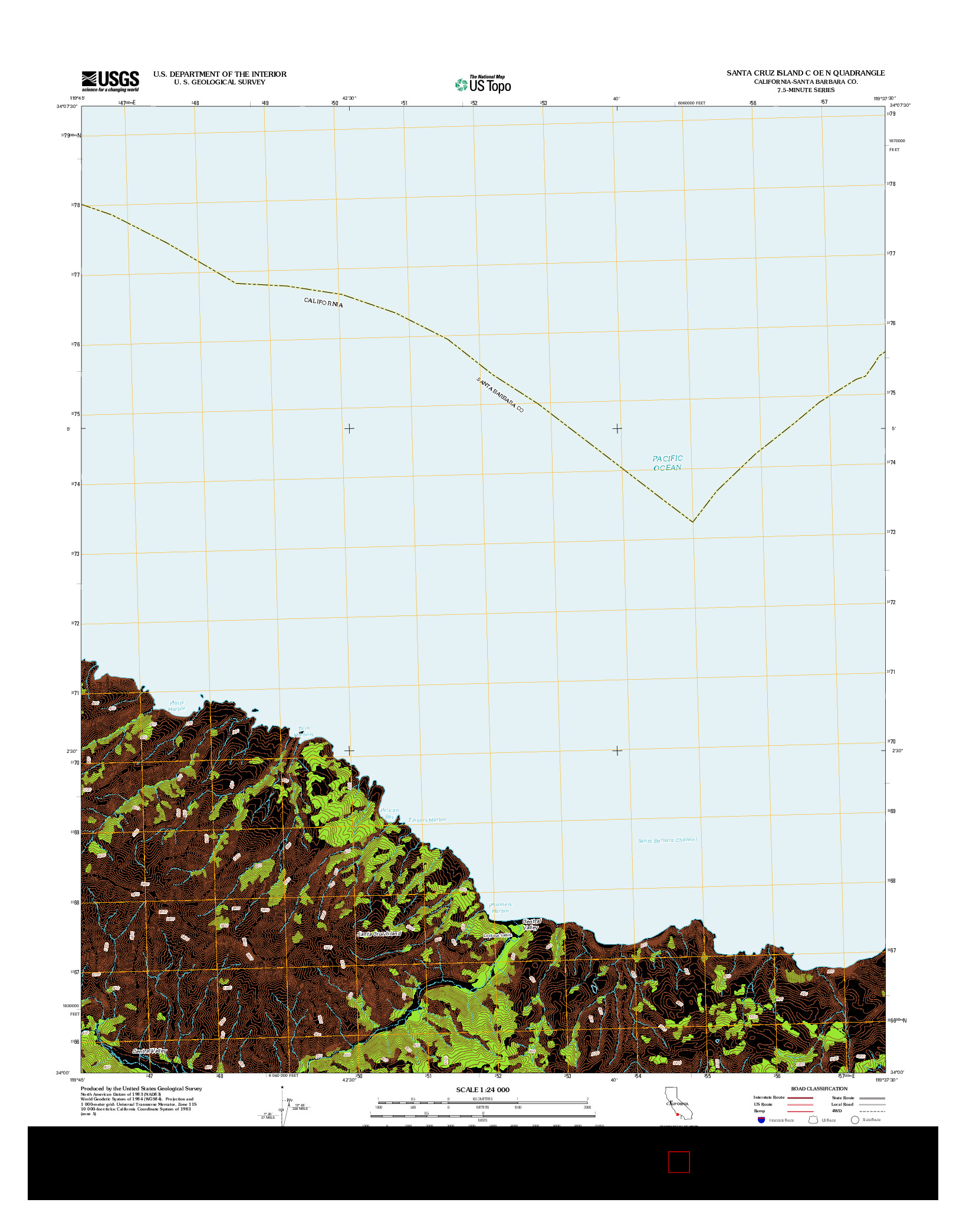 USGS US TOPO 7.5-MINUTE MAP FOR SANTA CRUZ ISLAND C OE N, CA 2012