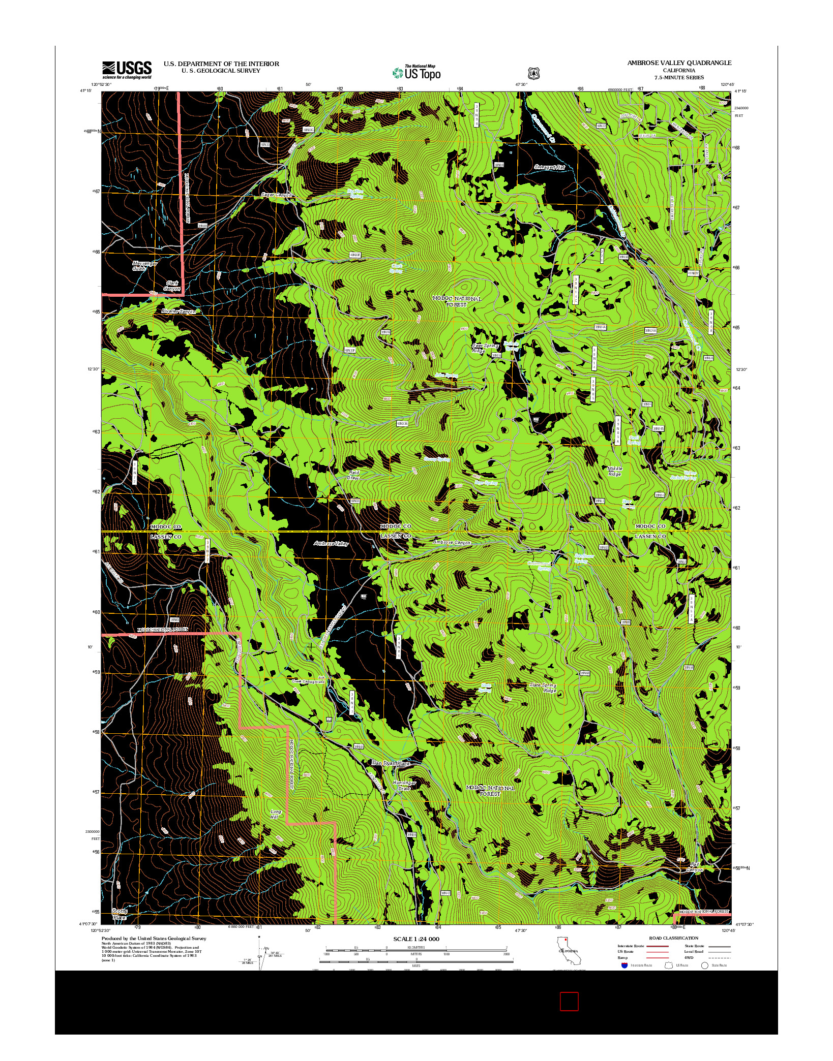 USGS US TOPO 7.5-MINUTE MAP FOR AMBROSE VALLEY, CA 2012