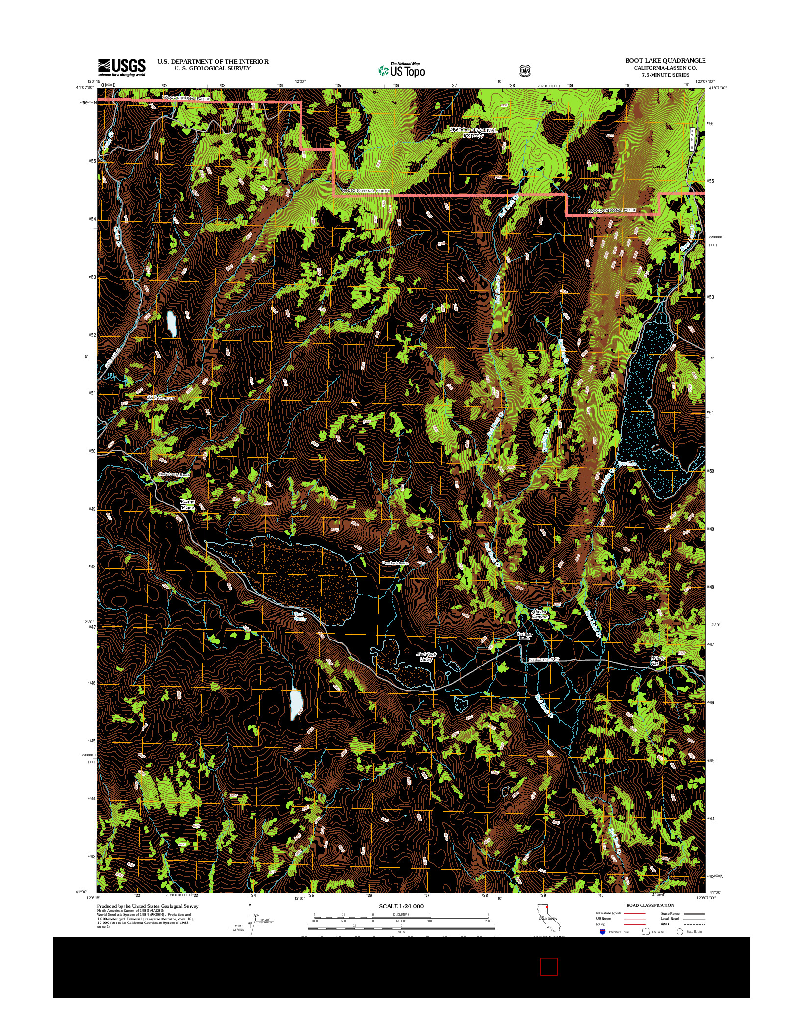 USGS US TOPO 7.5-MINUTE MAP FOR BOOT LAKE, CA 2012