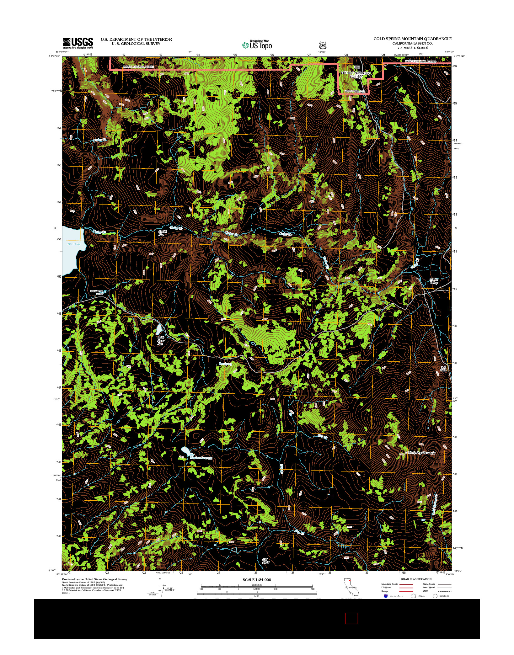 USGS US TOPO 7.5-MINUTE MAP FOR COLD SPRING MOUNTAIN, CA 2012